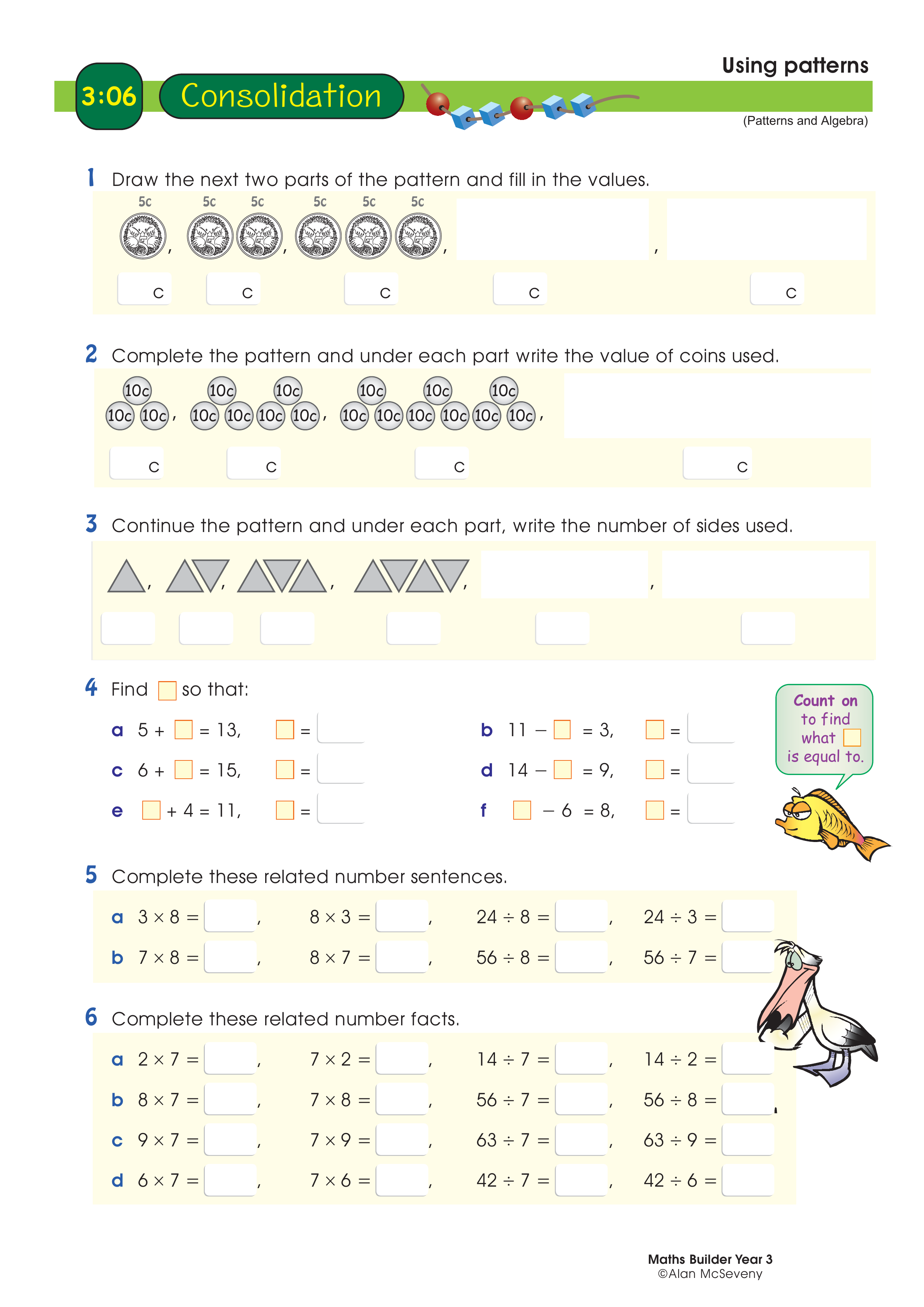 Using patterns — worksheet preview