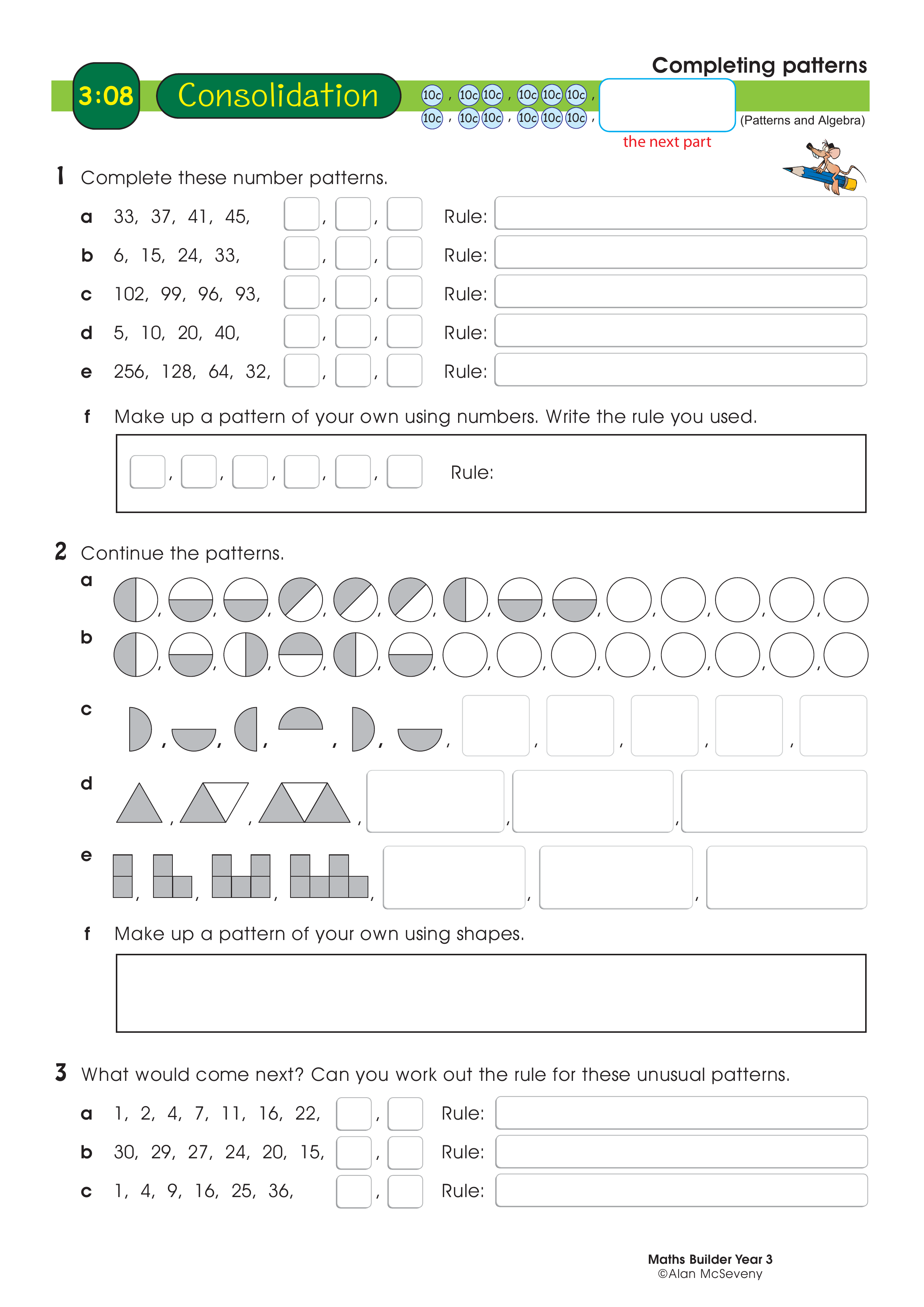 Completing Patterns — worksheet preview