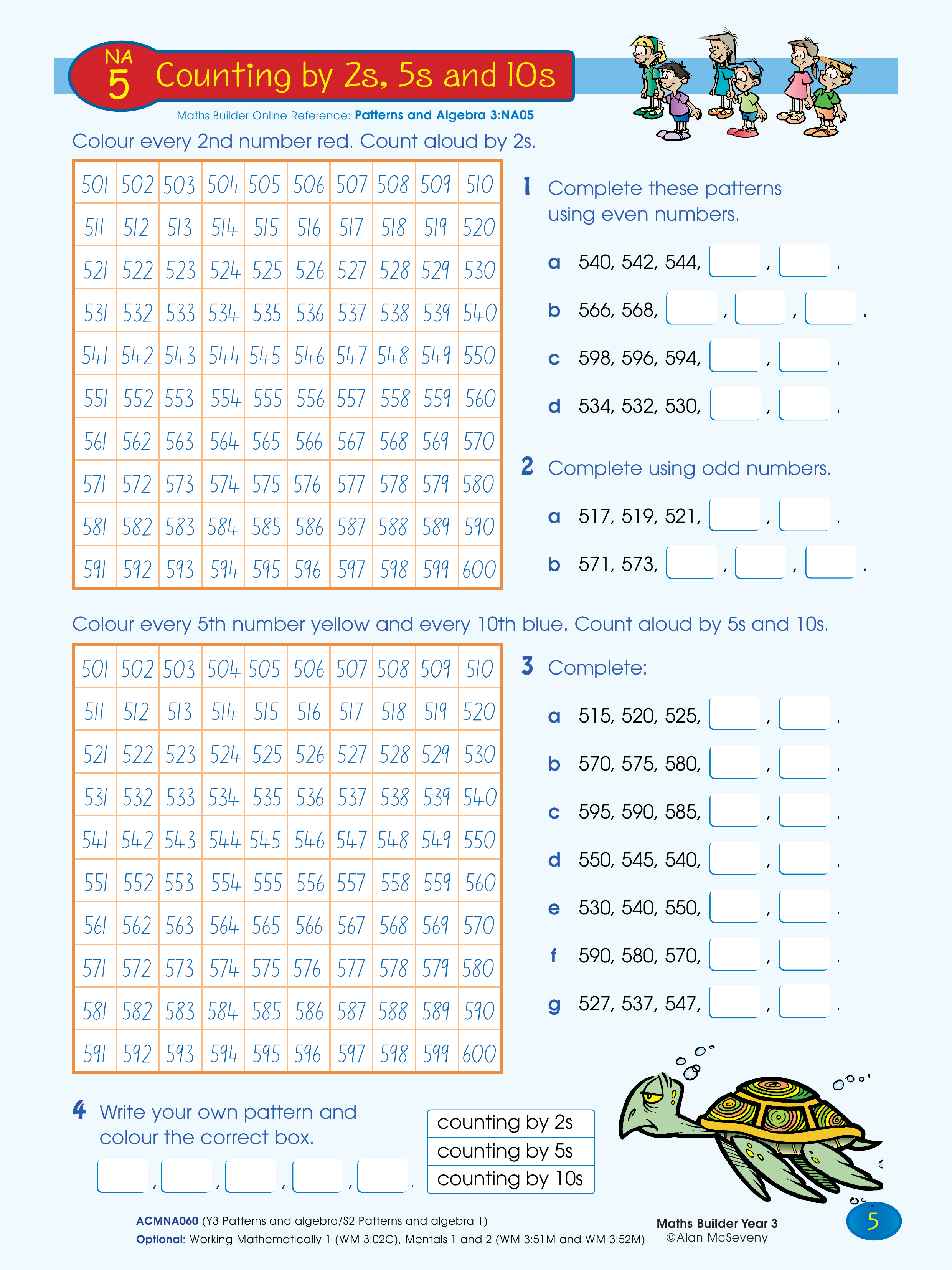 Counting by 2s, 5s and 10s — worksheet preview