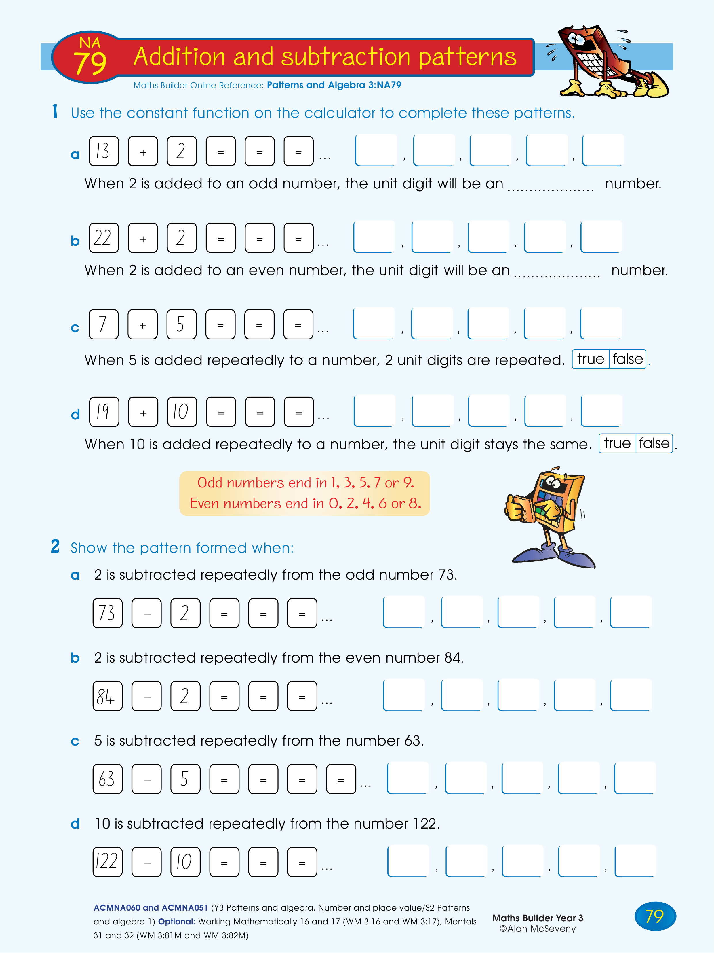 Addition and subtraction patterns — worksheet preview