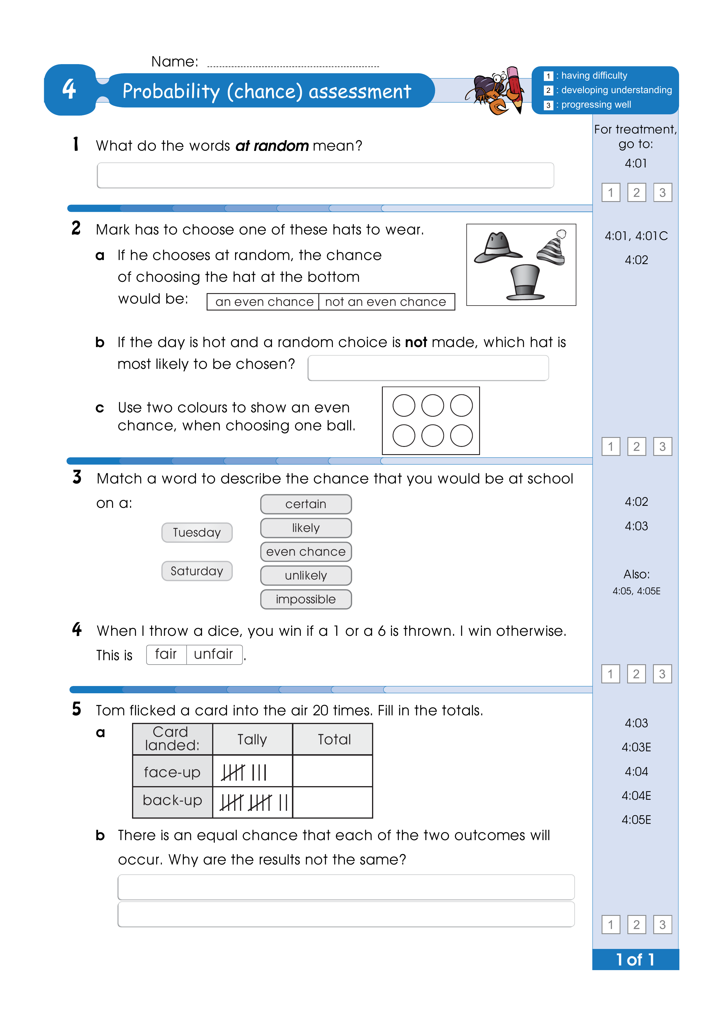 Assessment for the whole of Level 4 — worksheet preview