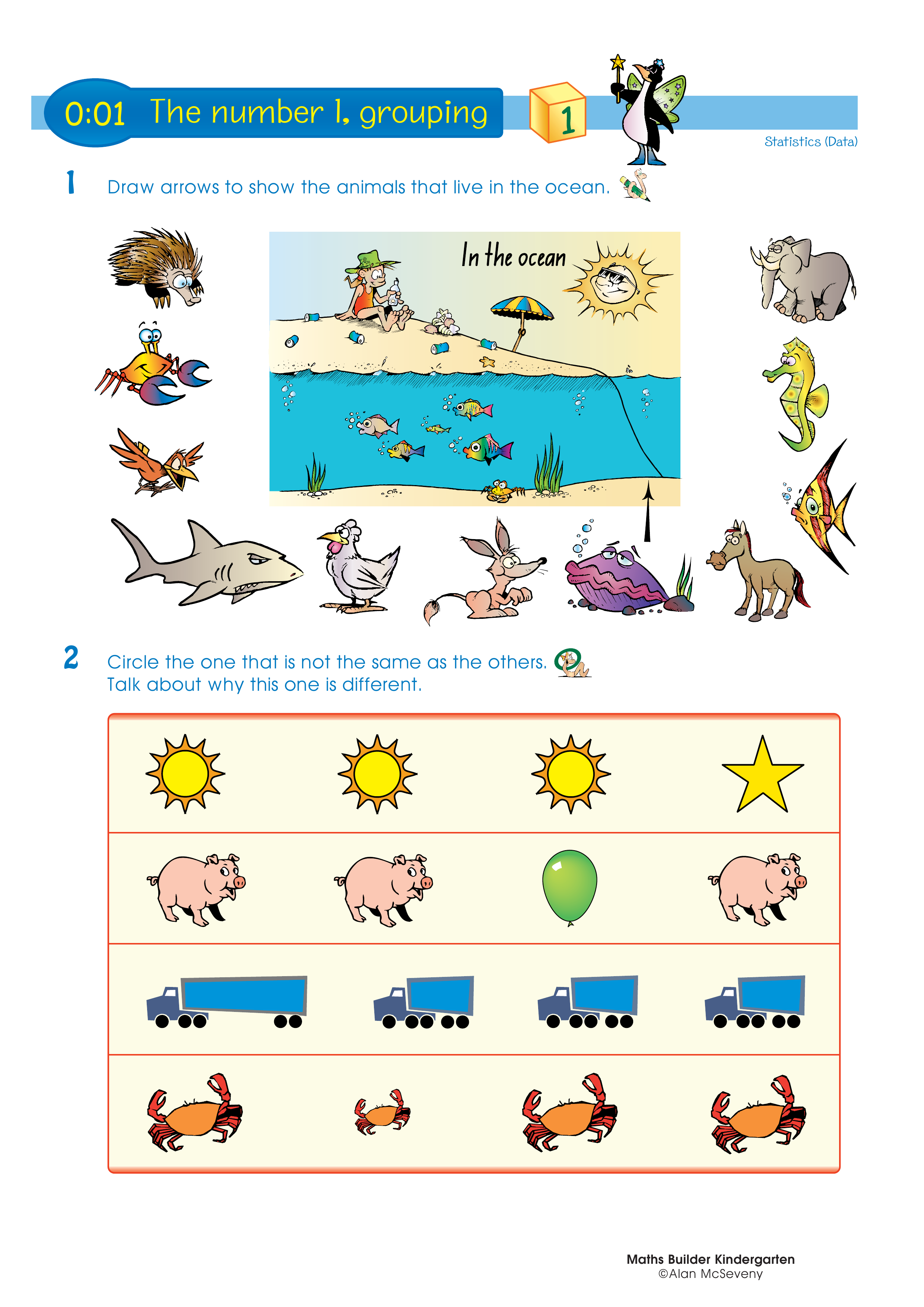 The number 1, grouping — worksheet preview