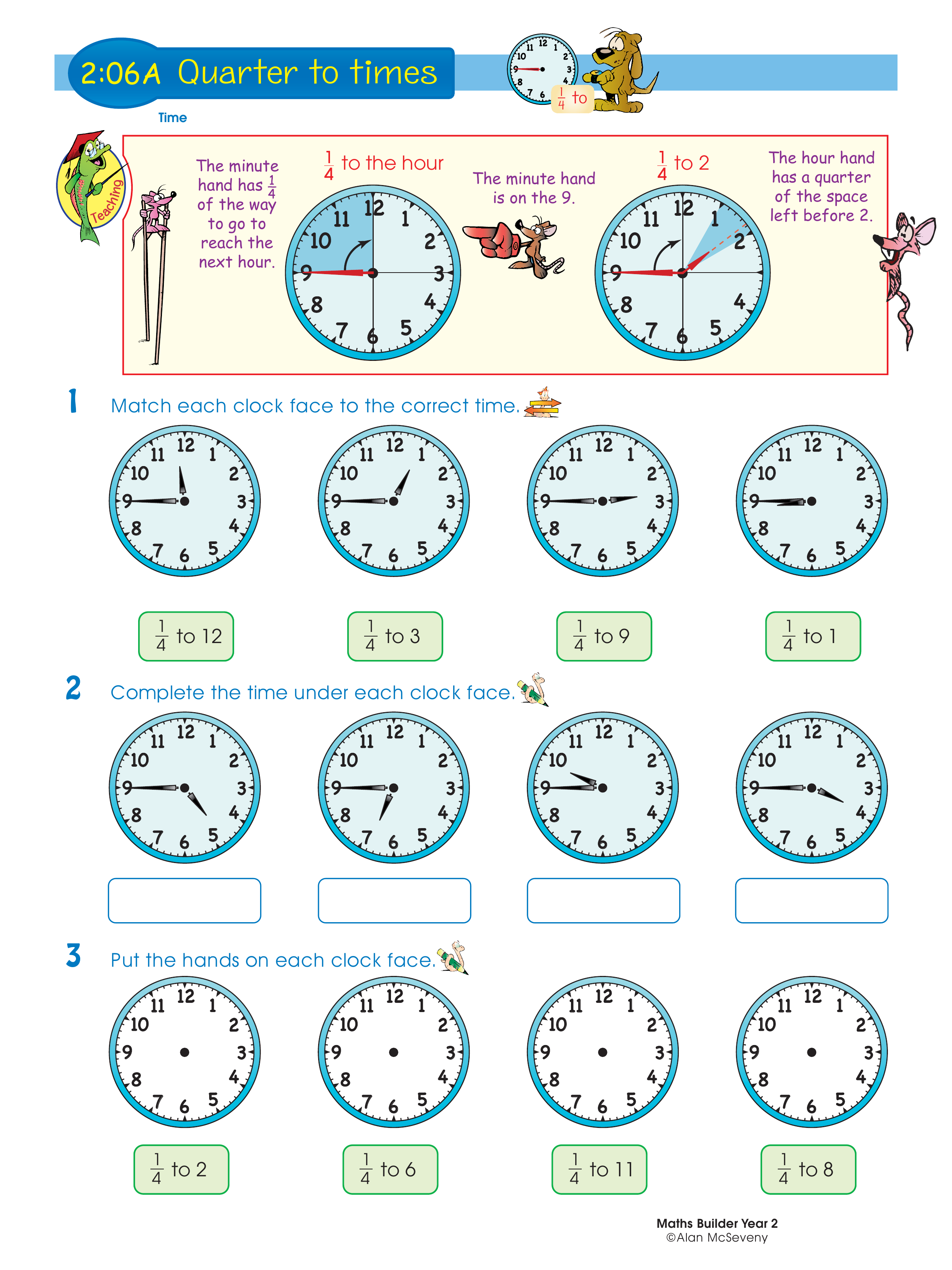 Quarter to times — worksheet preview