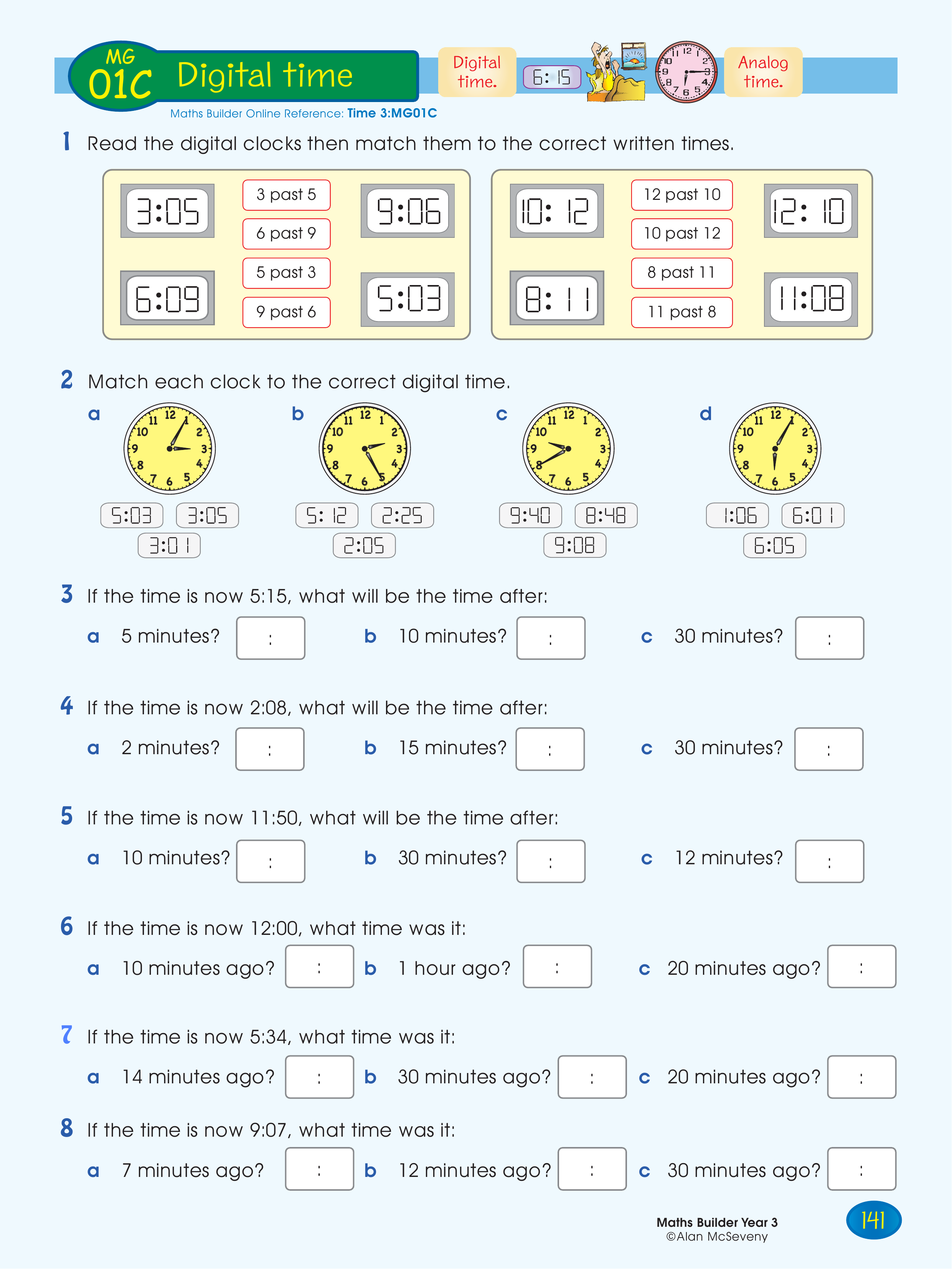 Digital time — worksheet preview