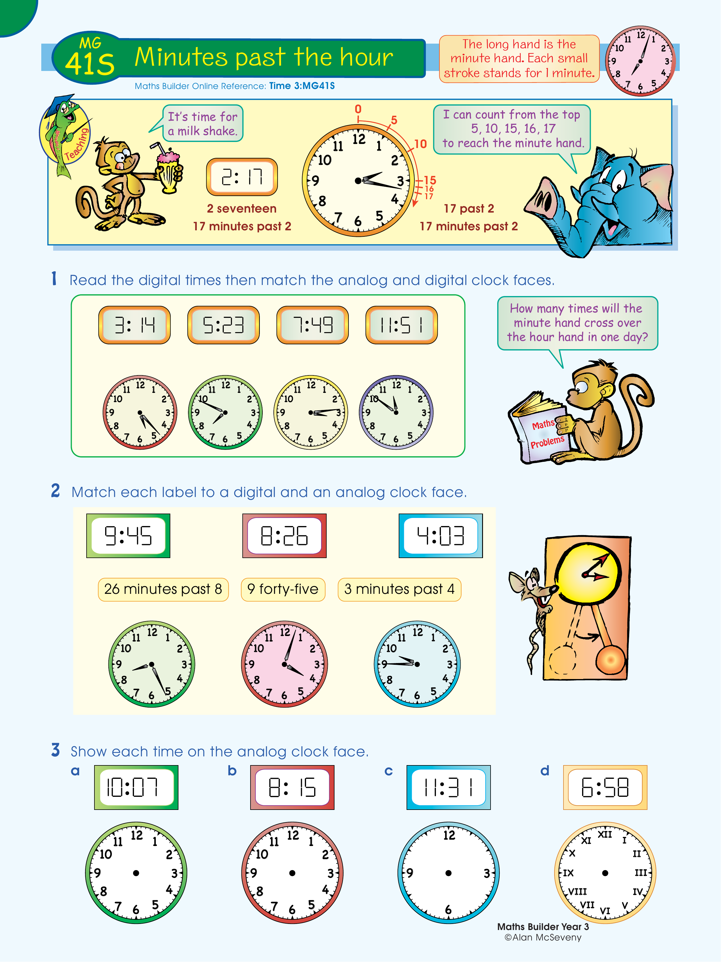 Minutes past the hour — worksheet preview