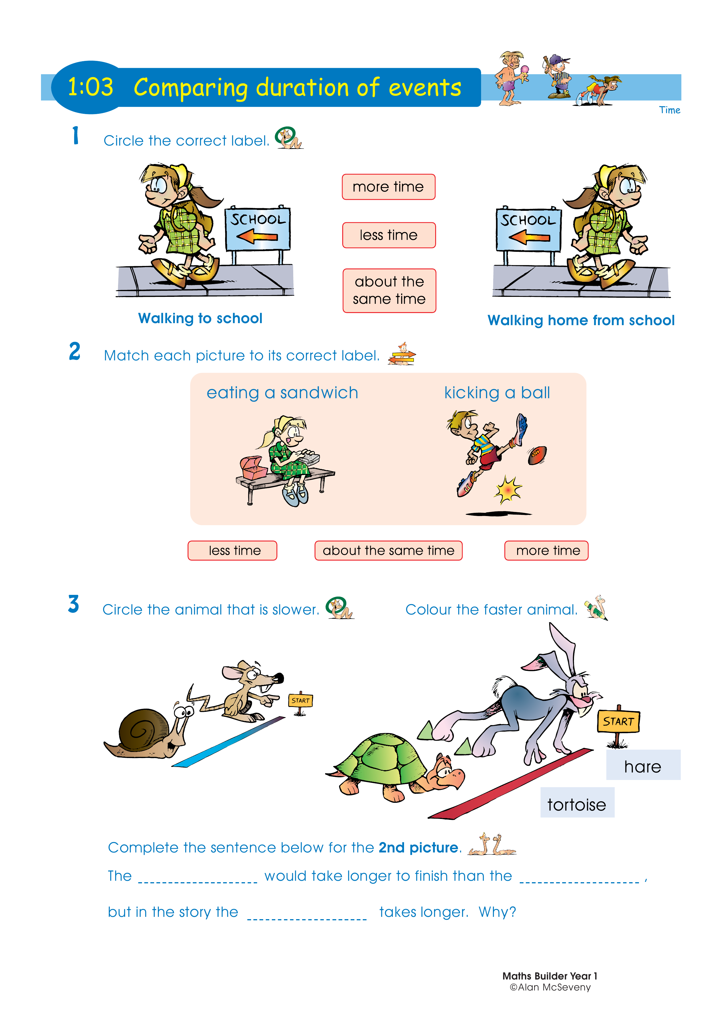 Comparing duration of events — worksheet preview