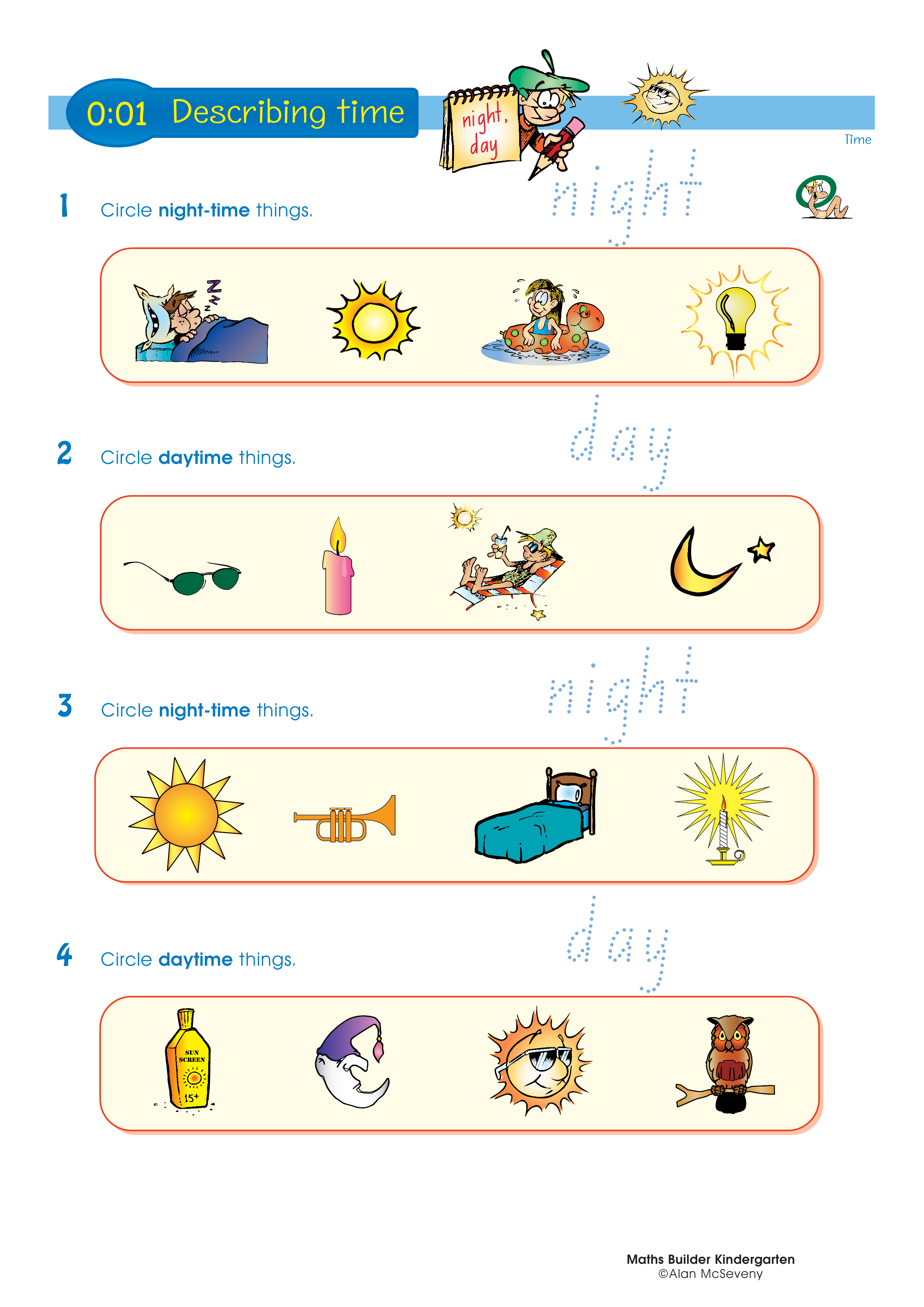 Describing time — worksheet preview