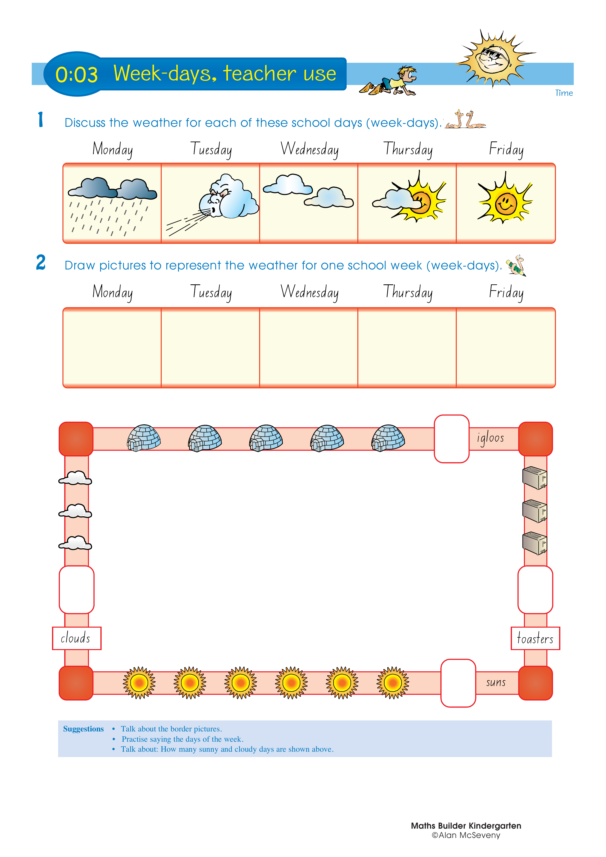 Week-days, teacher use — worksheet preview