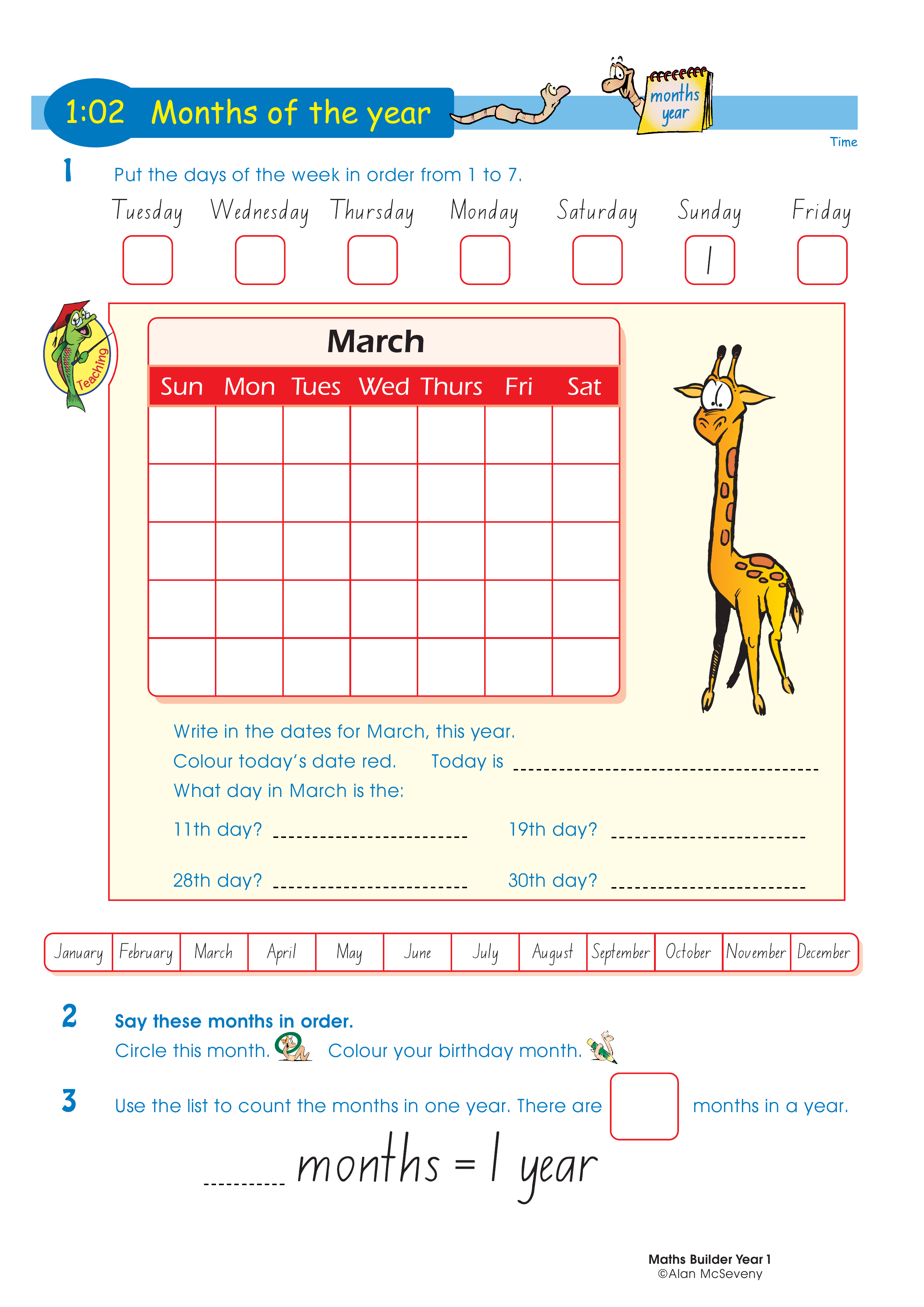 Months of the year — worksheet preview