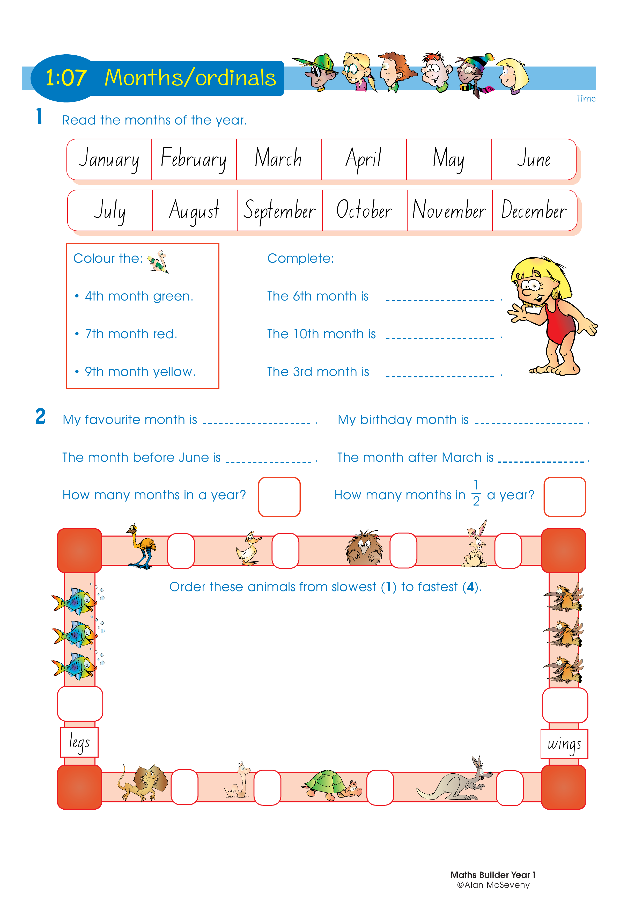 Months/ordinals — worksheet preview