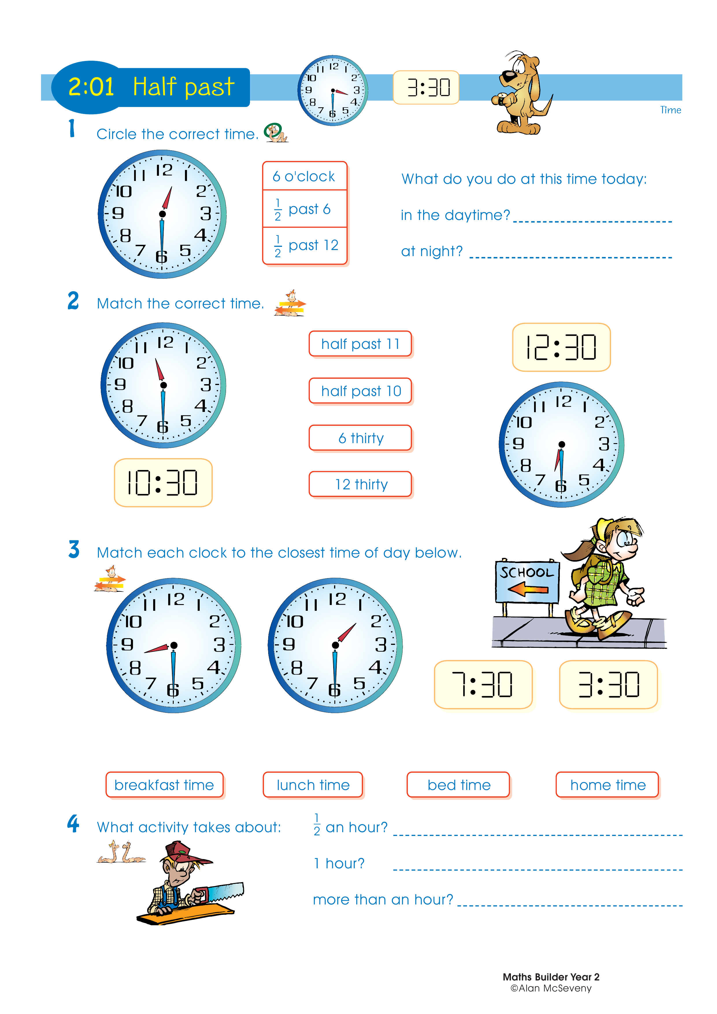 Half past — worksheet preview