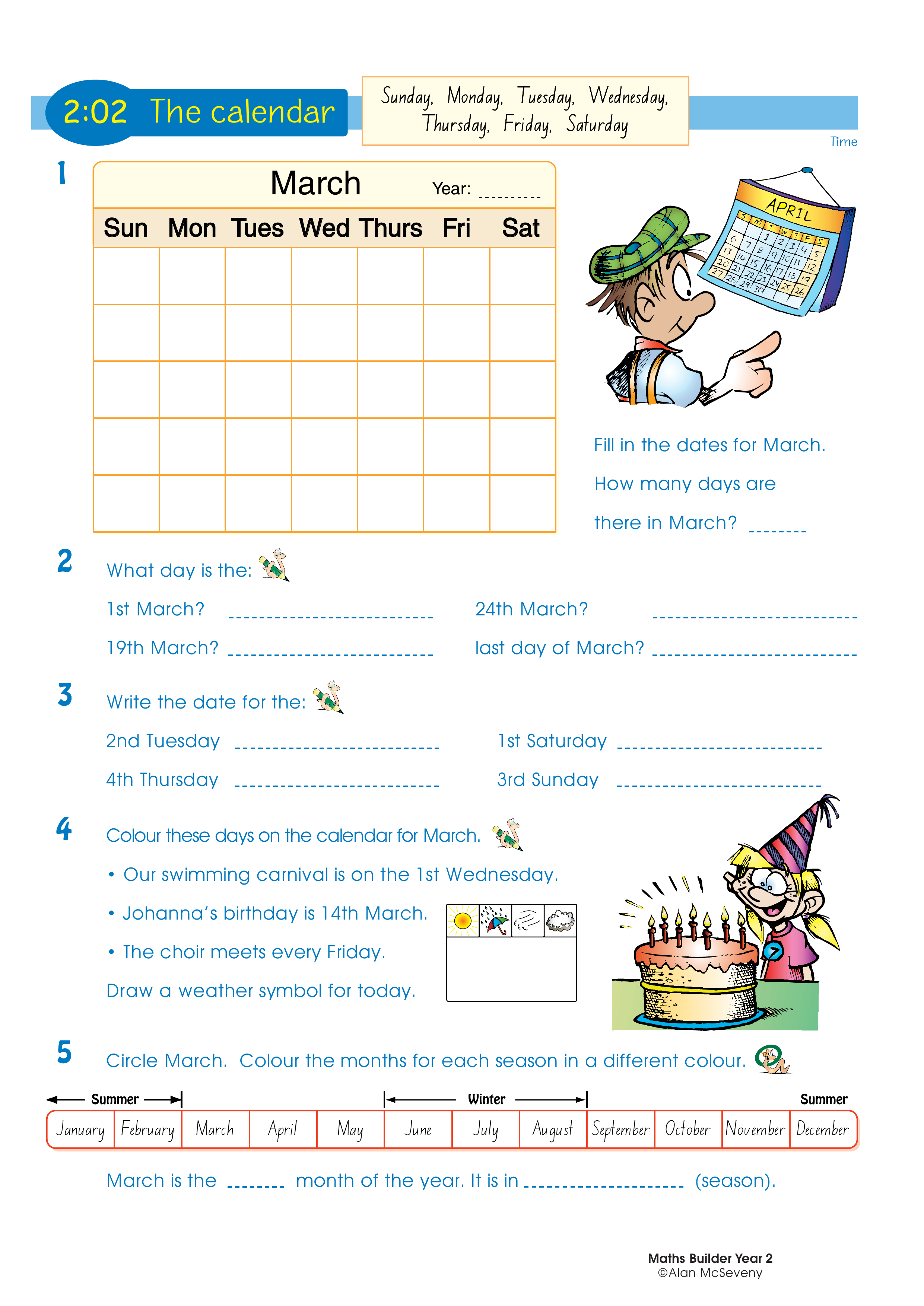 The calendar — worksheet preview