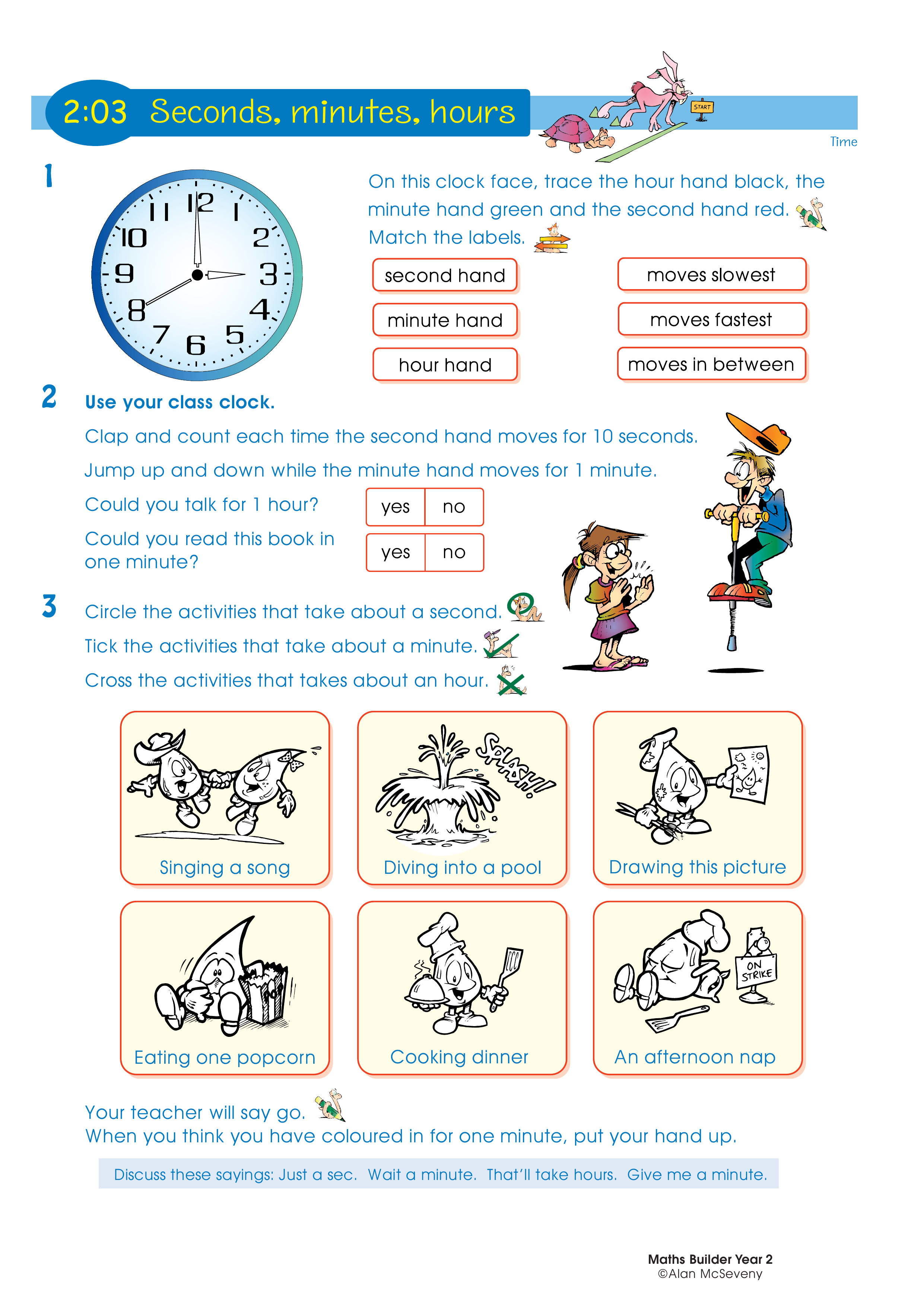 Seconds, minutes, hours — worksheet preview