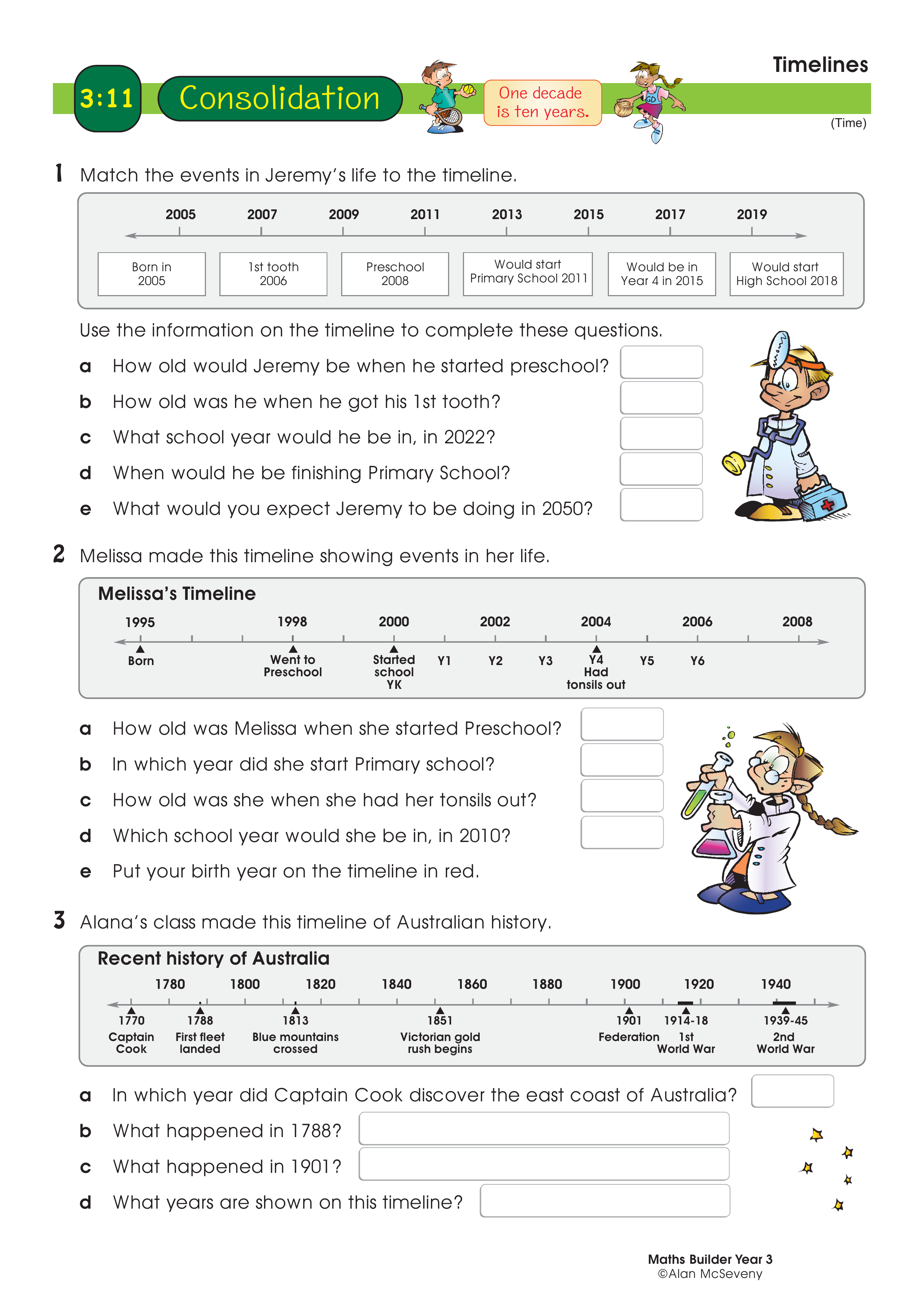 Timelines — worksheet preview