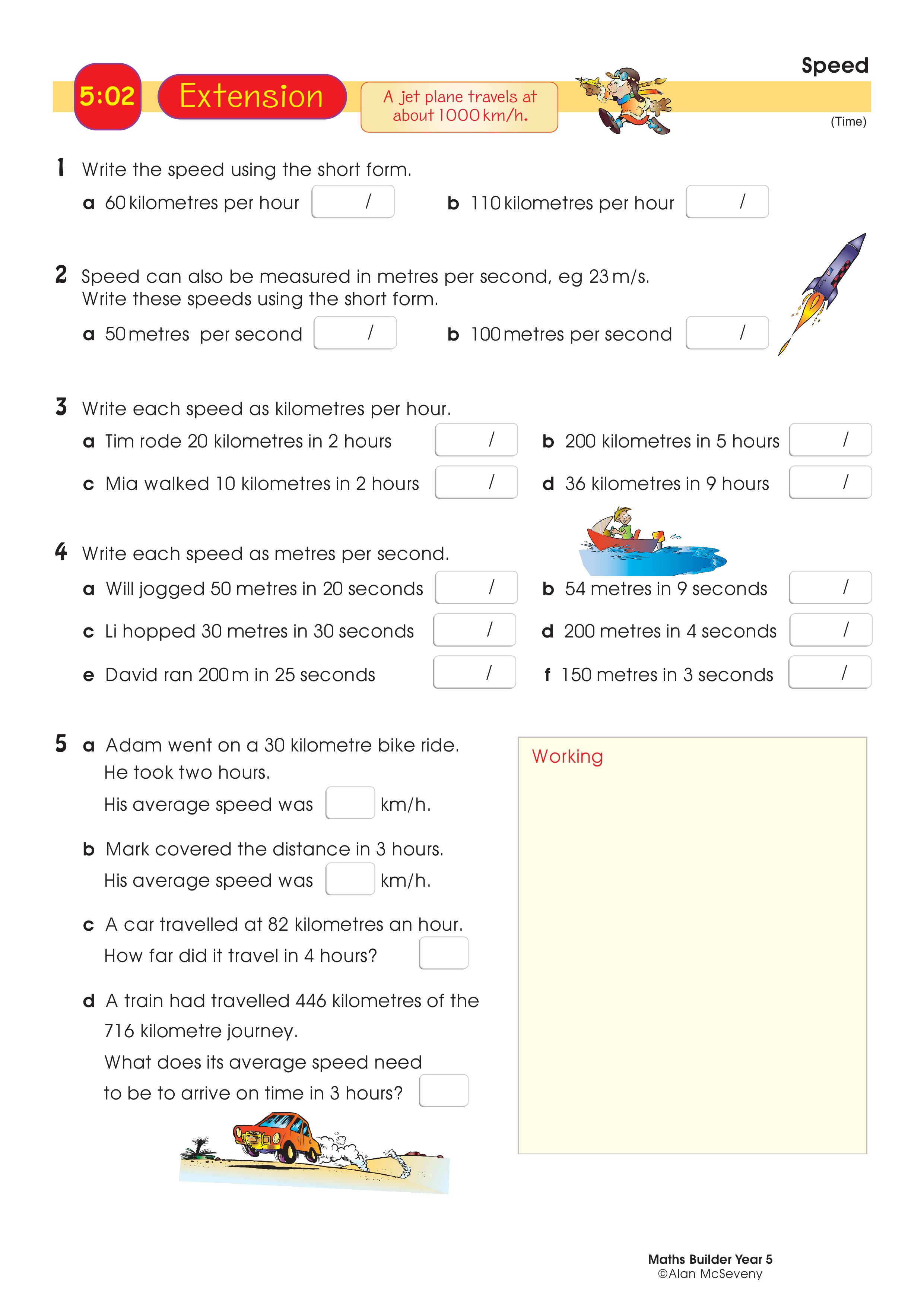 Speed — worksheet preview