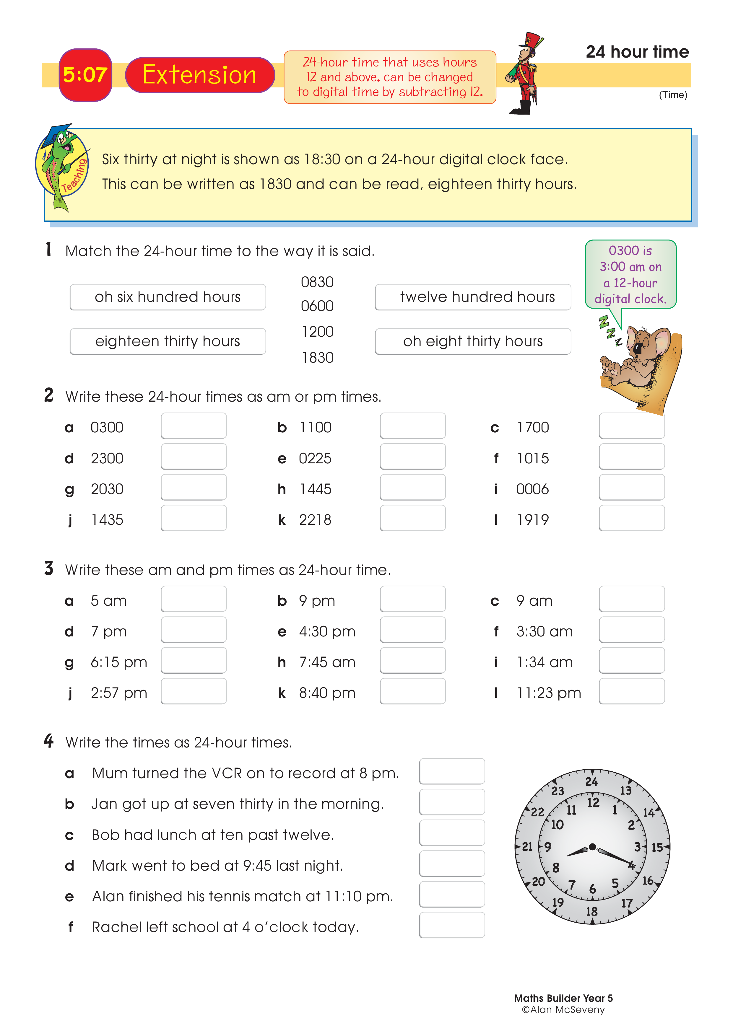24-hour time — worksheet preview