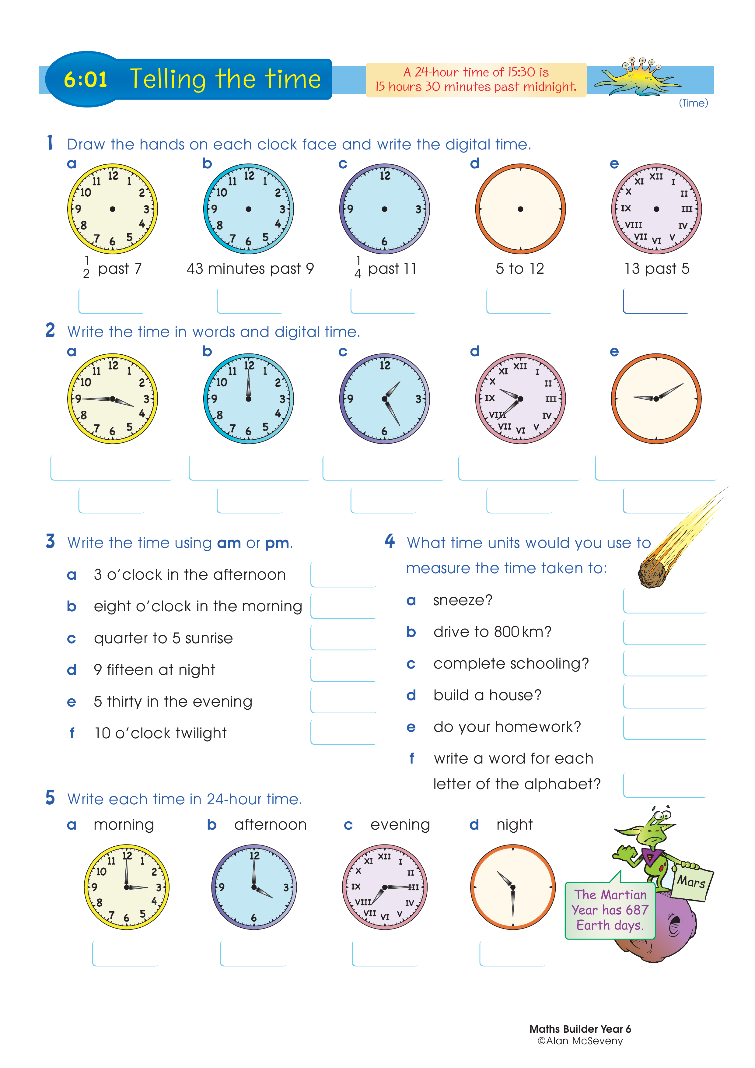 Telling the time — worksheet preview