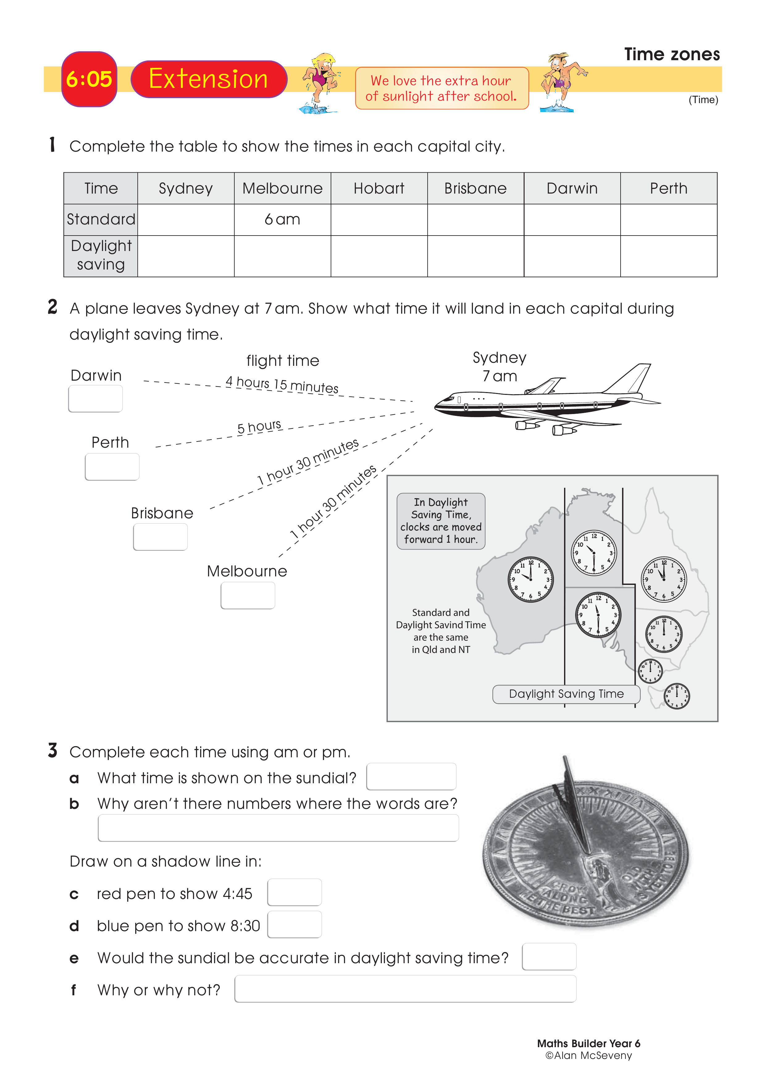 Time zones — worksheet preview