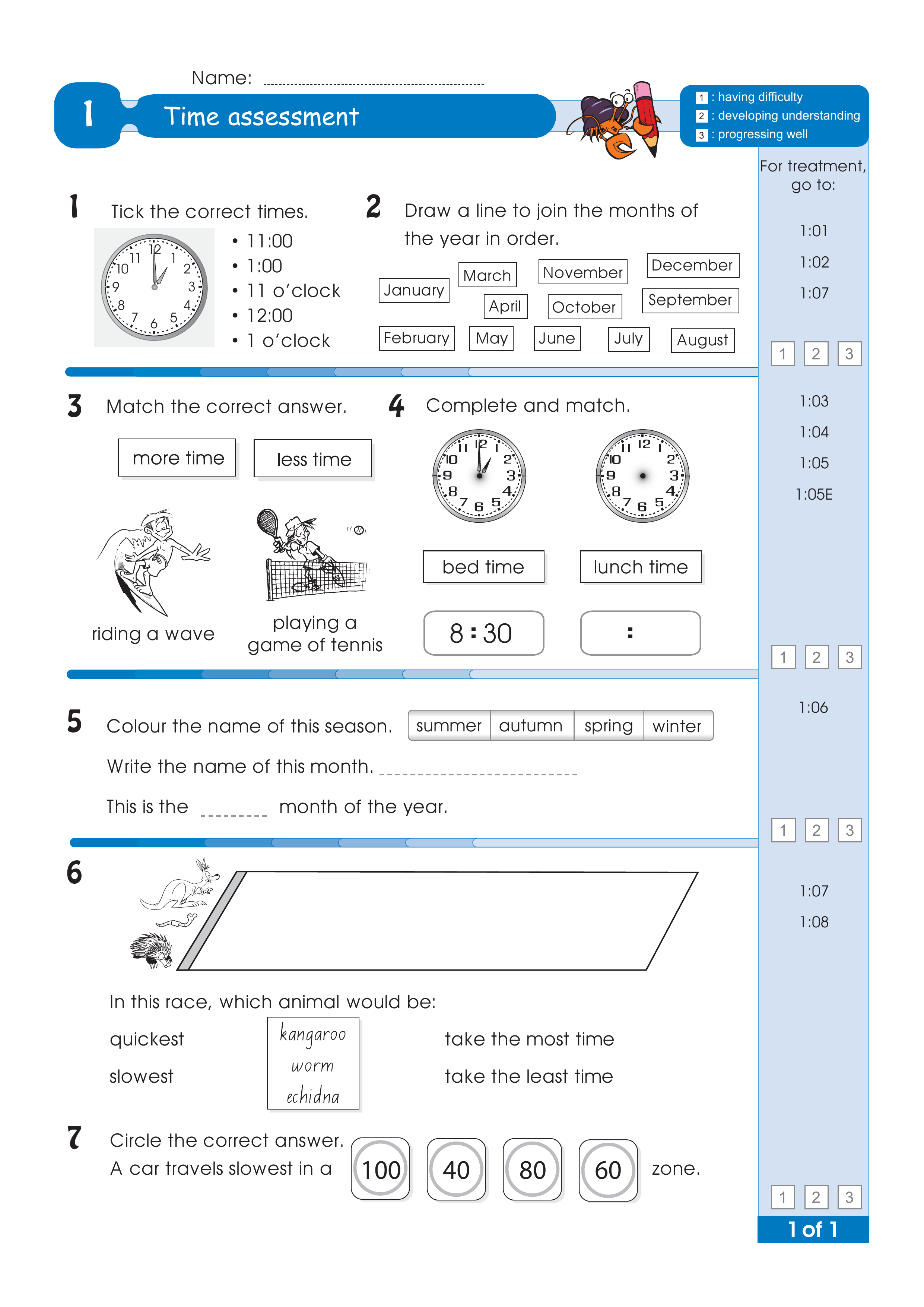 Assessment for the whole of Level 1 — worksheet preview