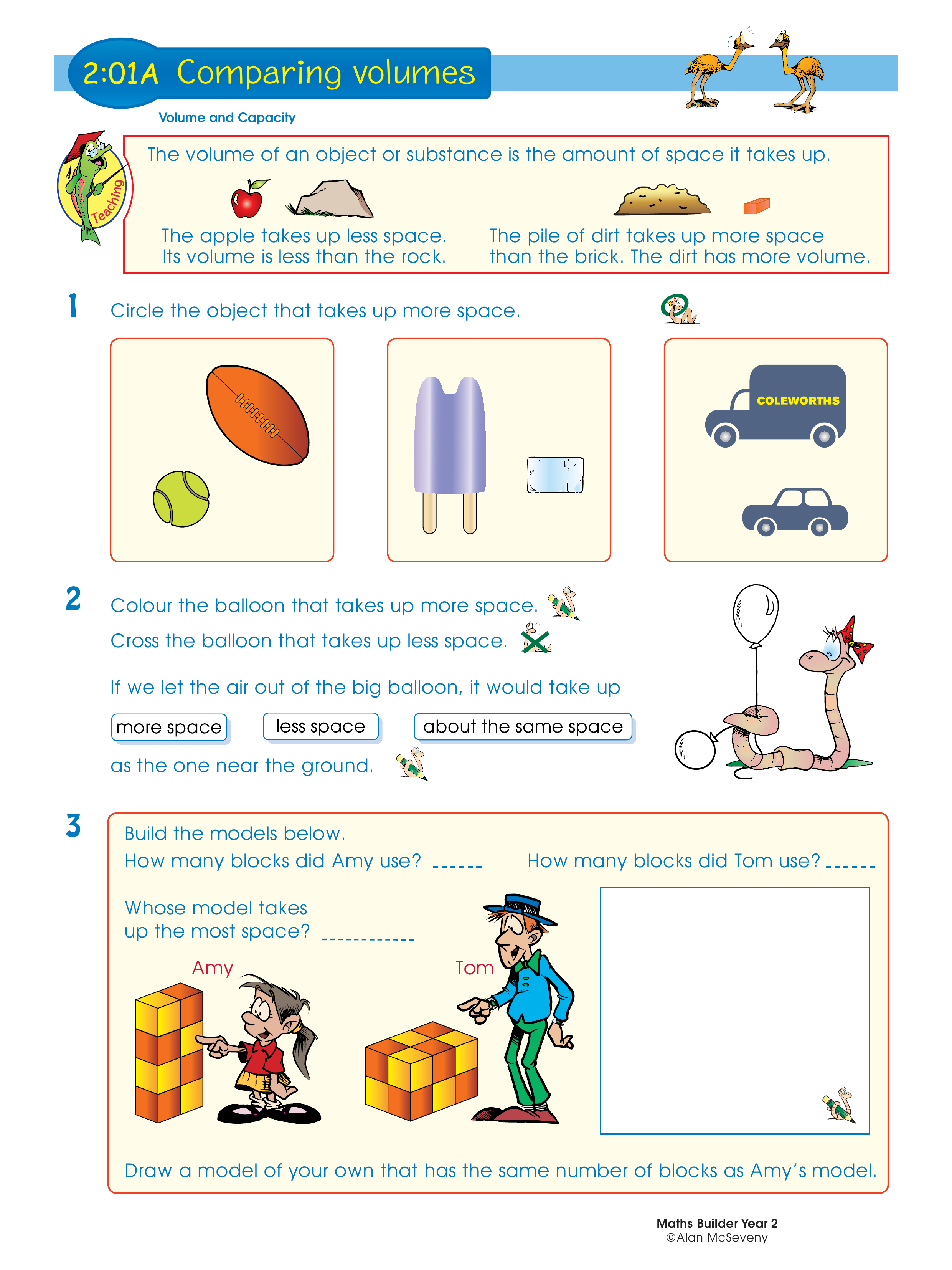 Comparing volume — worksheet preview