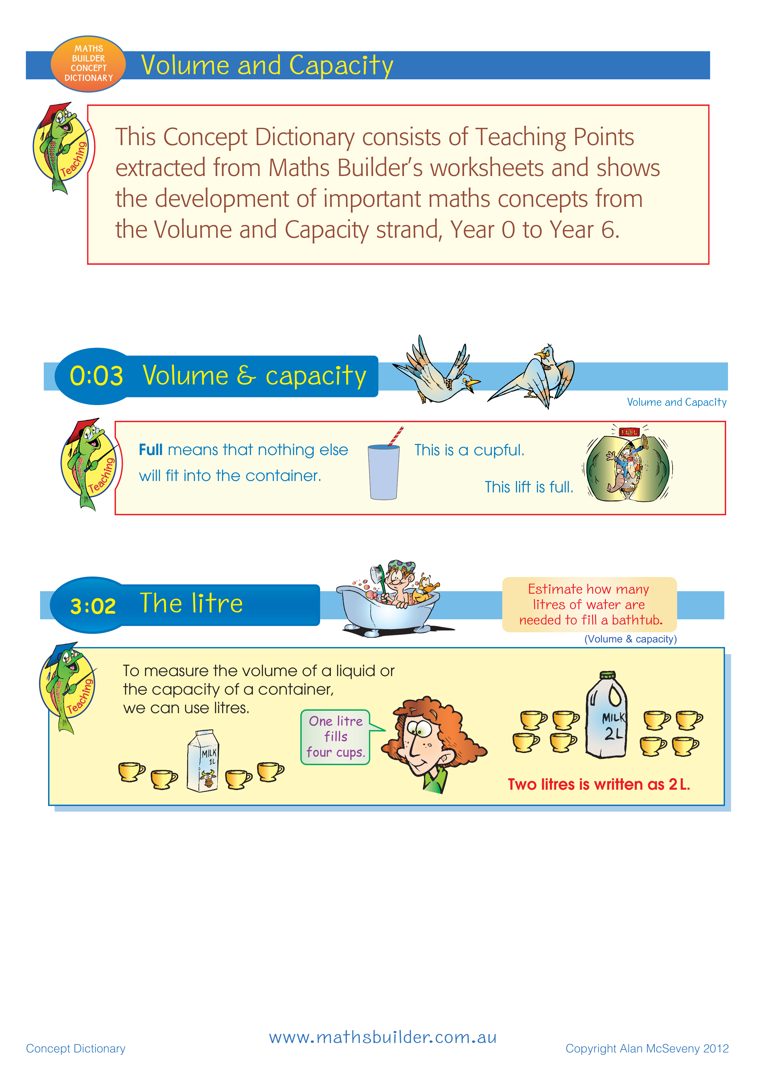Concept Dictionary - Volume and Capacity — worksheet preview