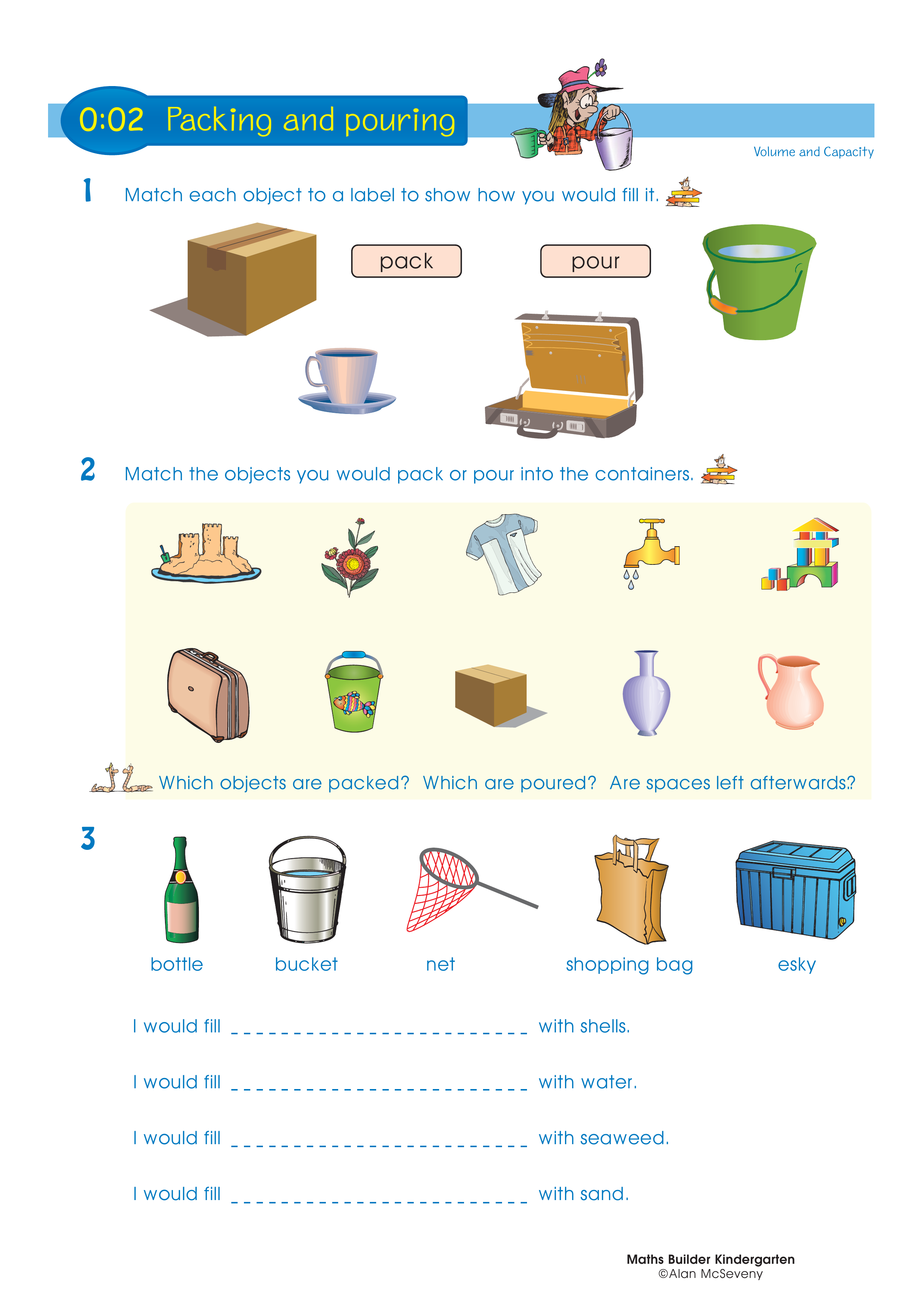 Packing and pouring — worksheet preview