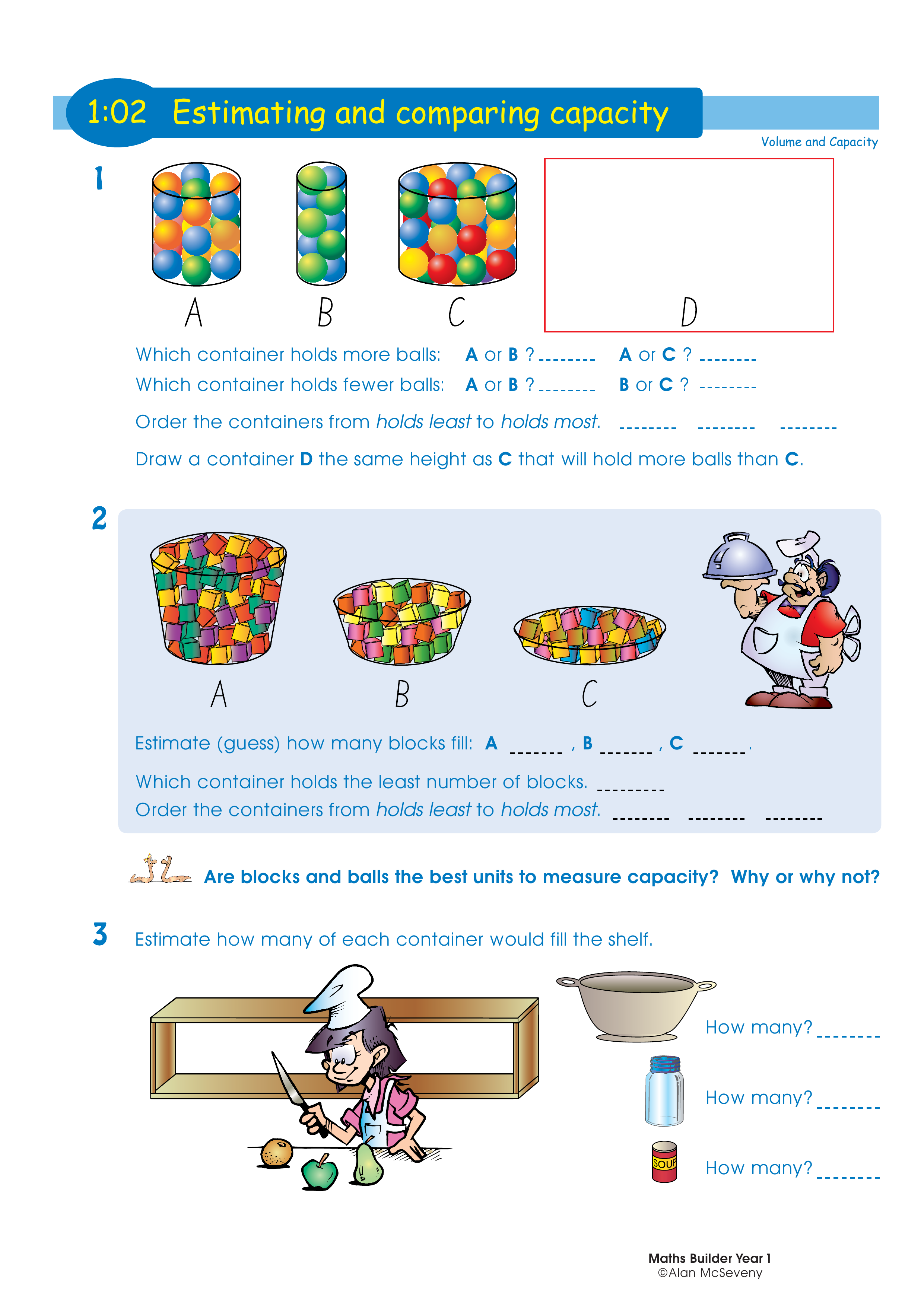 Estimating and comparing capacity — worksheet preview