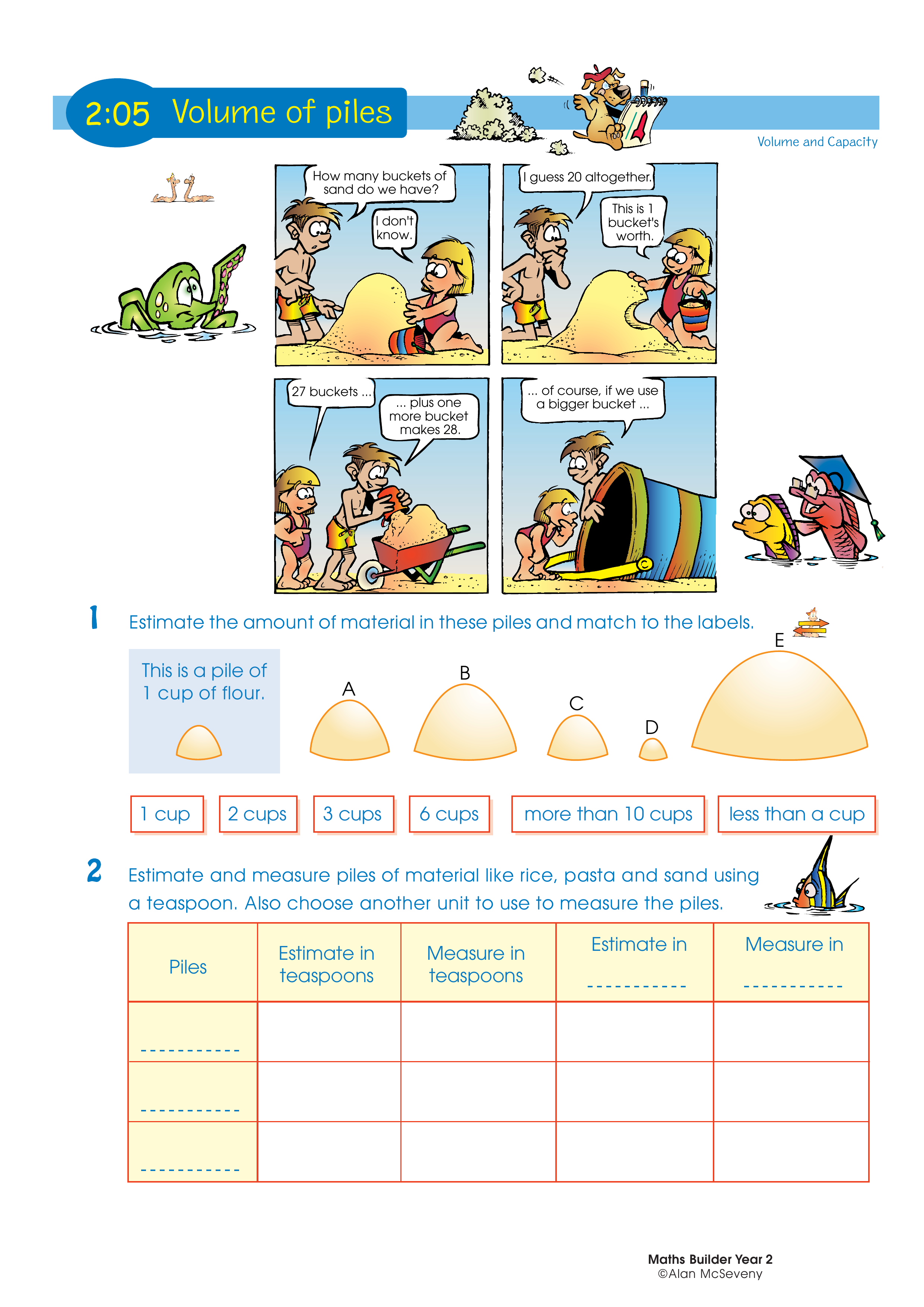 Volume of piles — worksheet preview