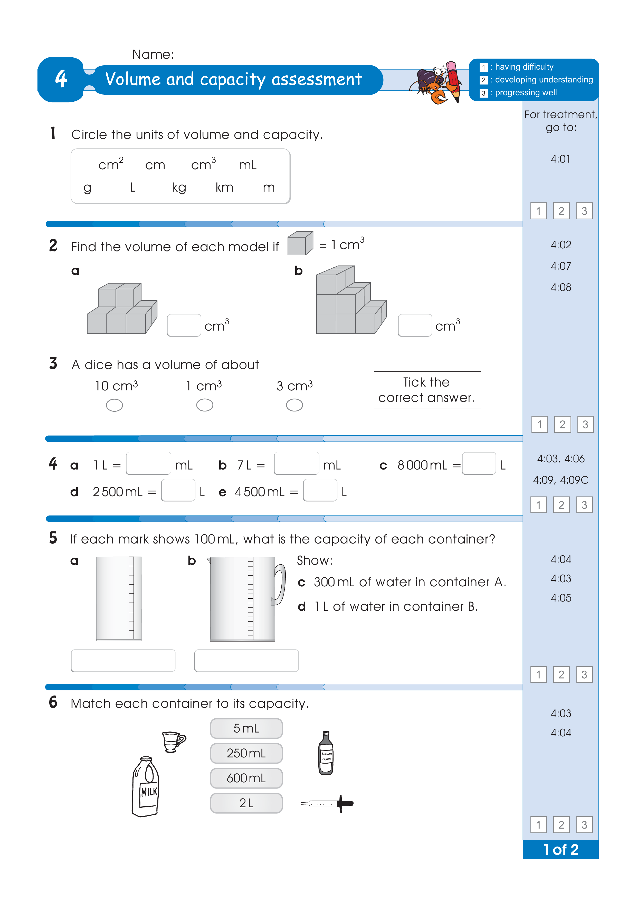 Assessment for the whole of Level 4 — worksheet preview