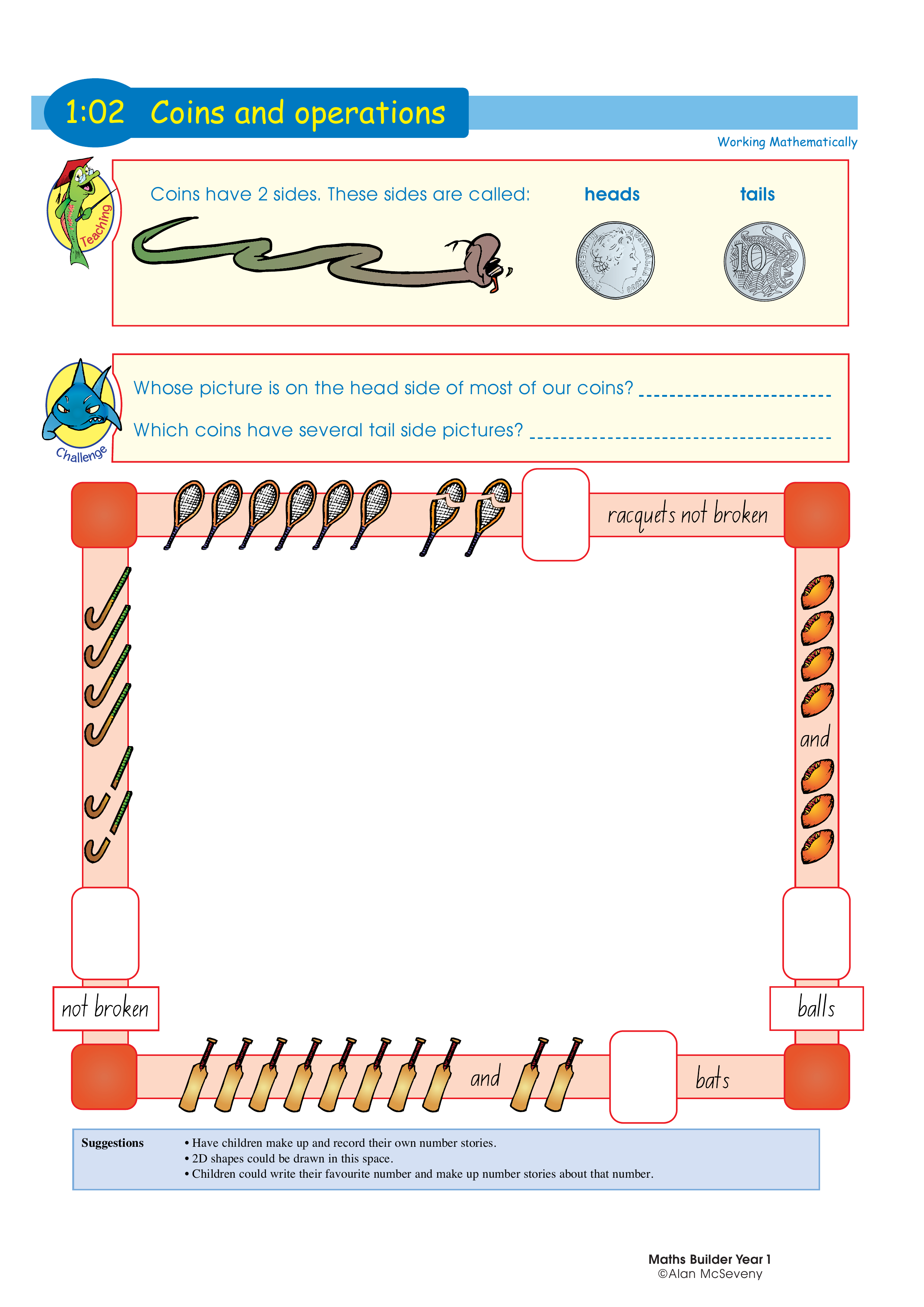 Coins and operations — worksheet preview