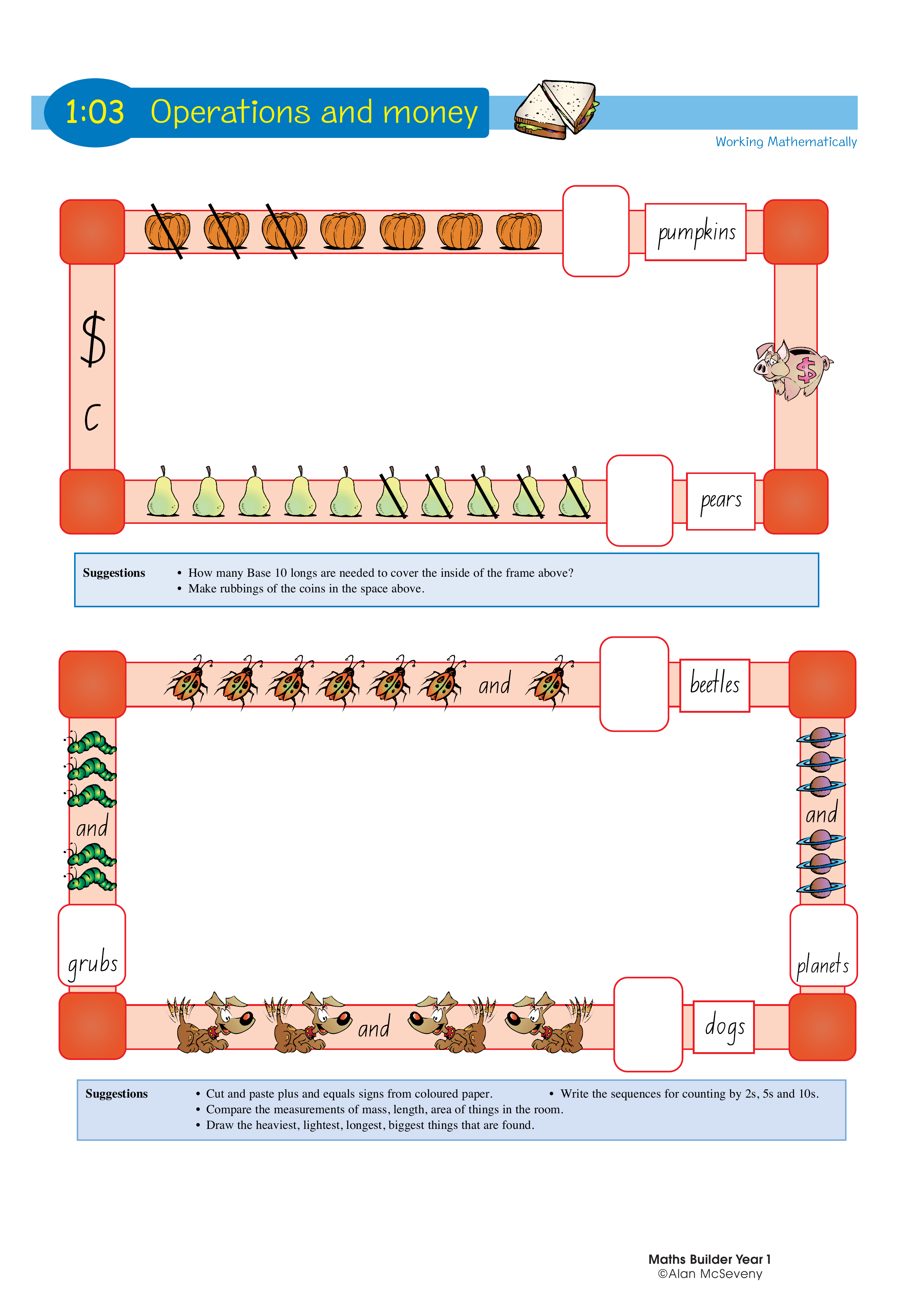 Operations and money — worksheet preview