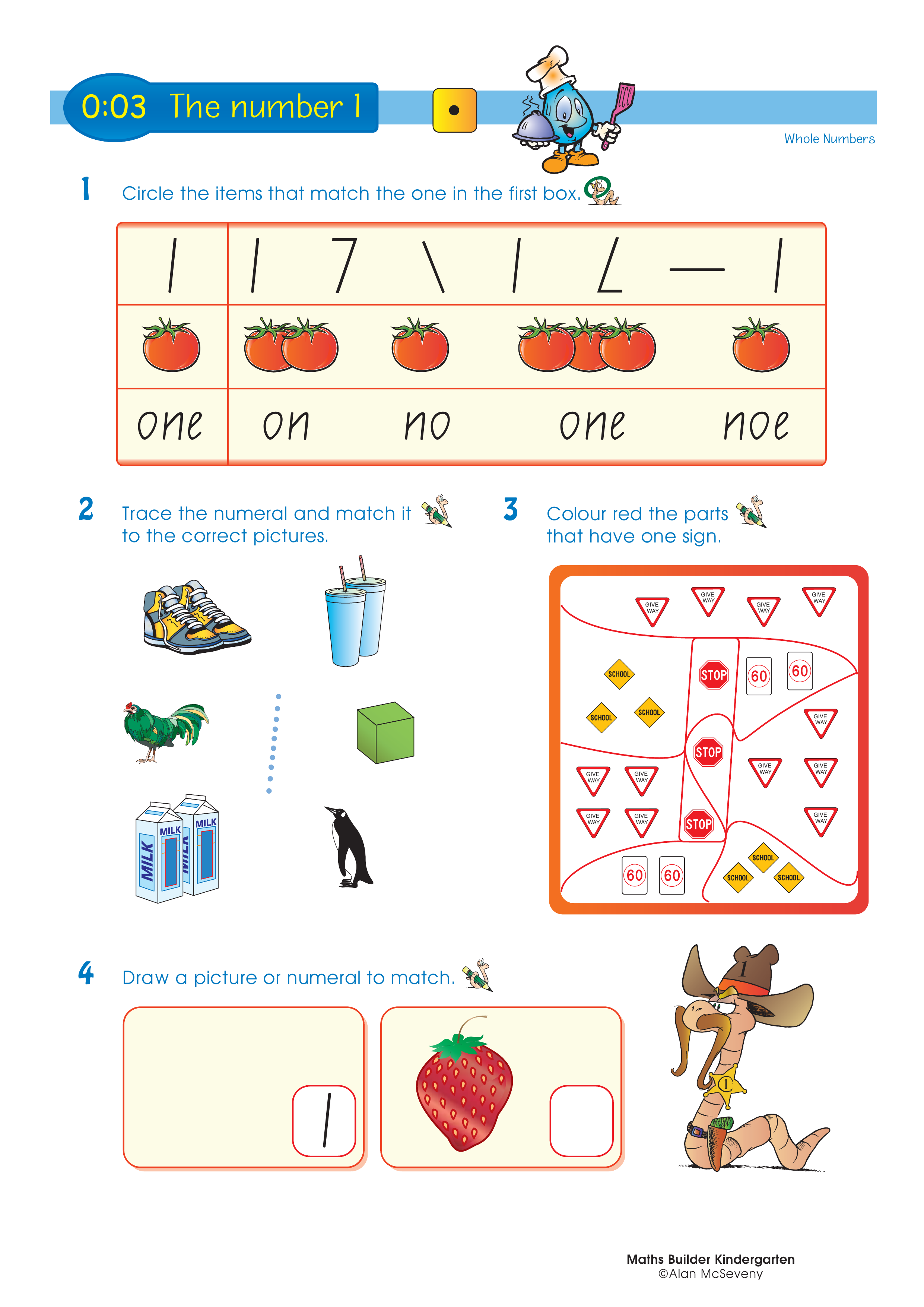 The number 1 — worksheet preview