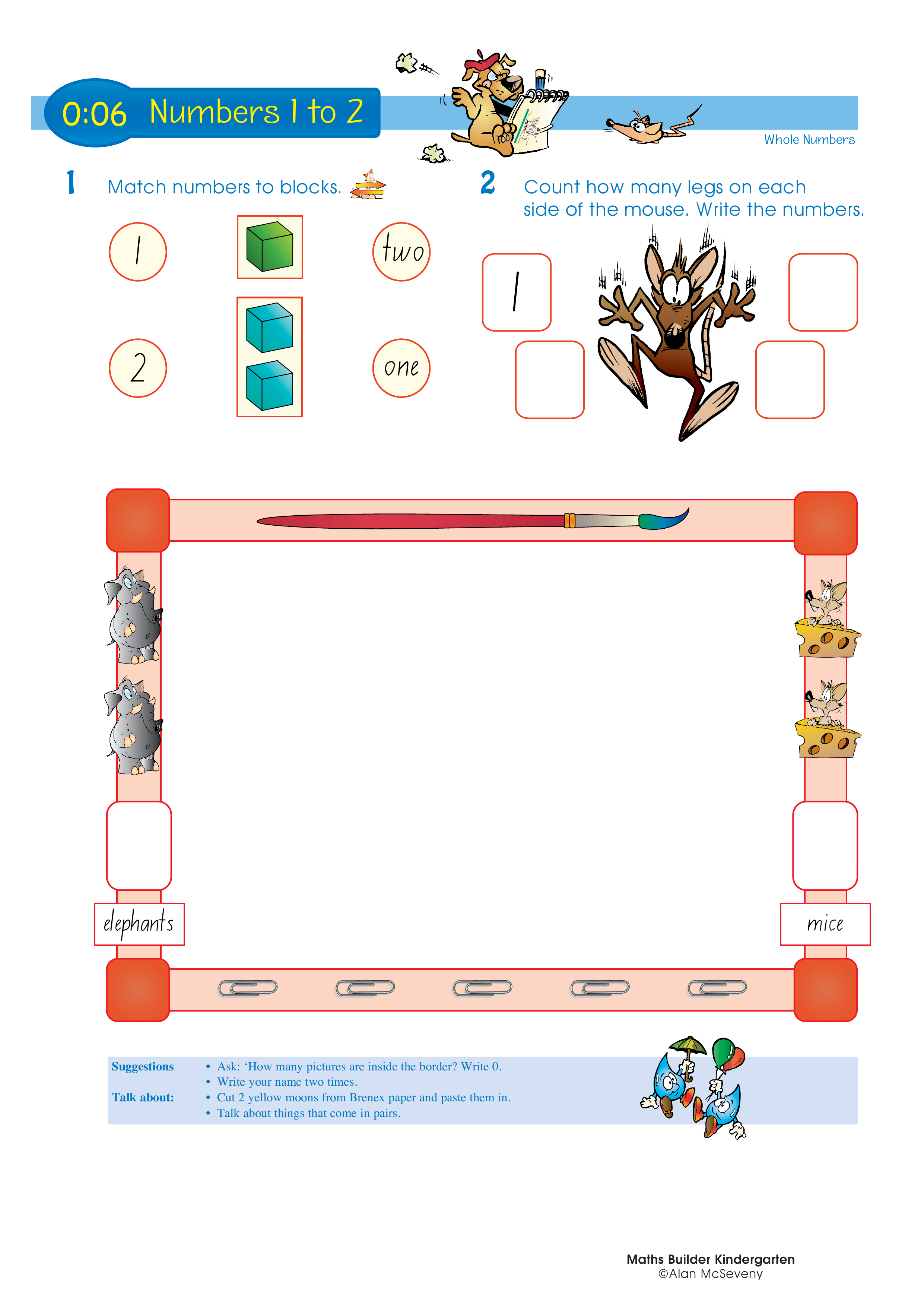 Numbers 1 to 2 — worksheet preview