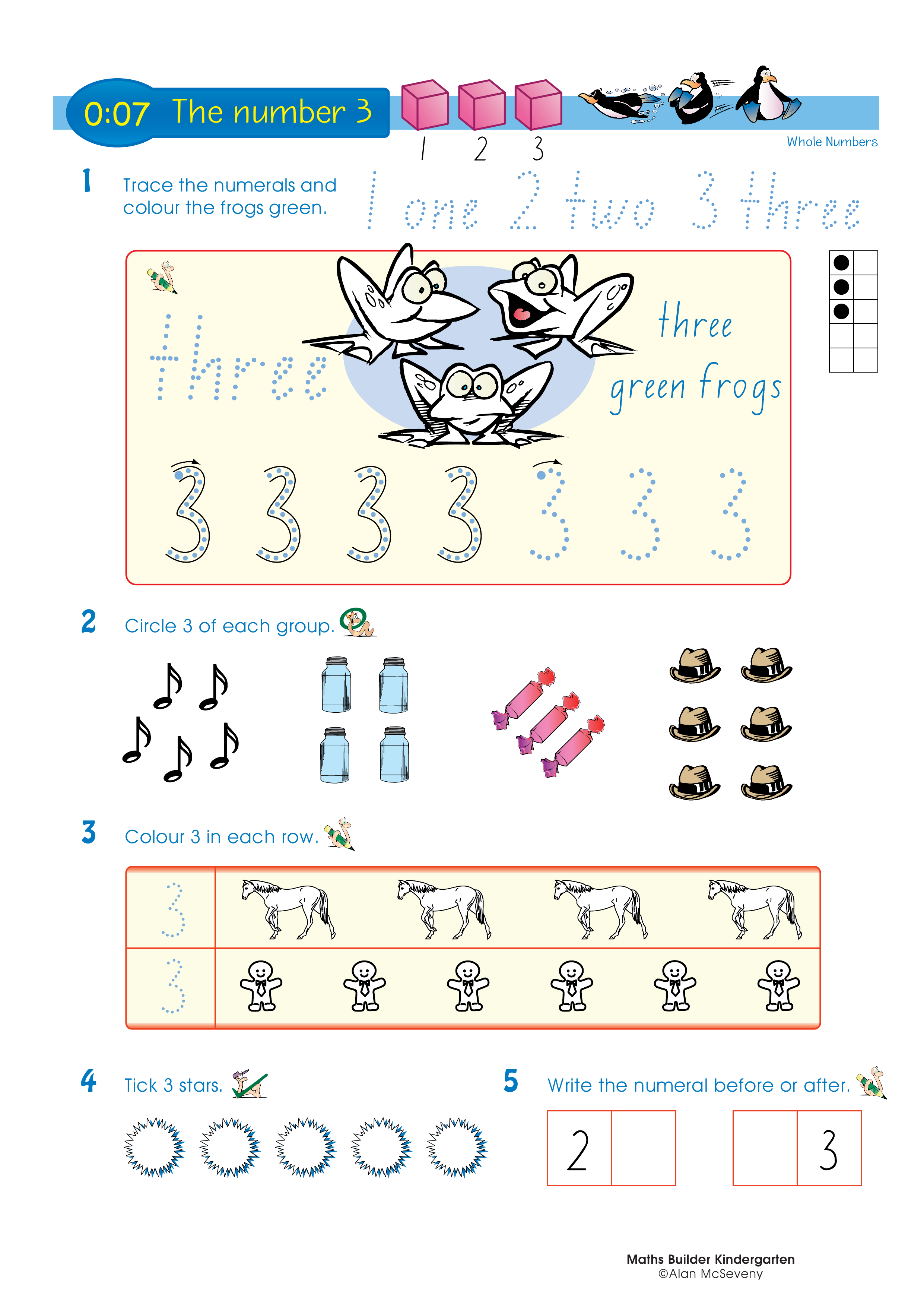 The number 3 — worksheet preview