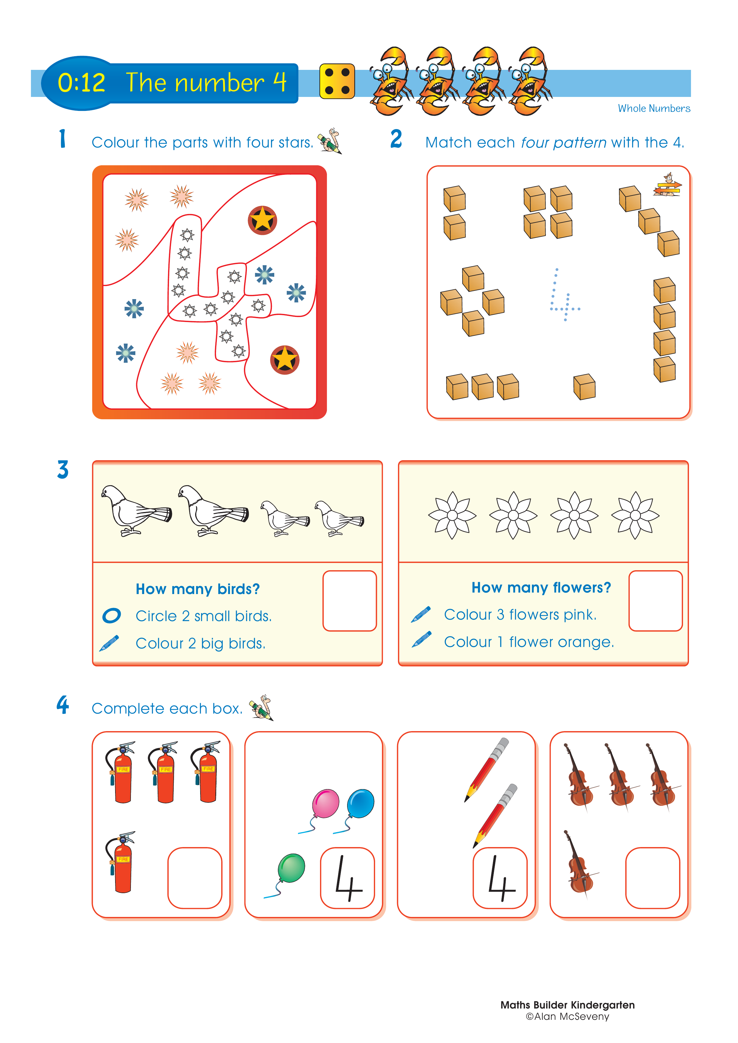 The number 4 — worksheet preview