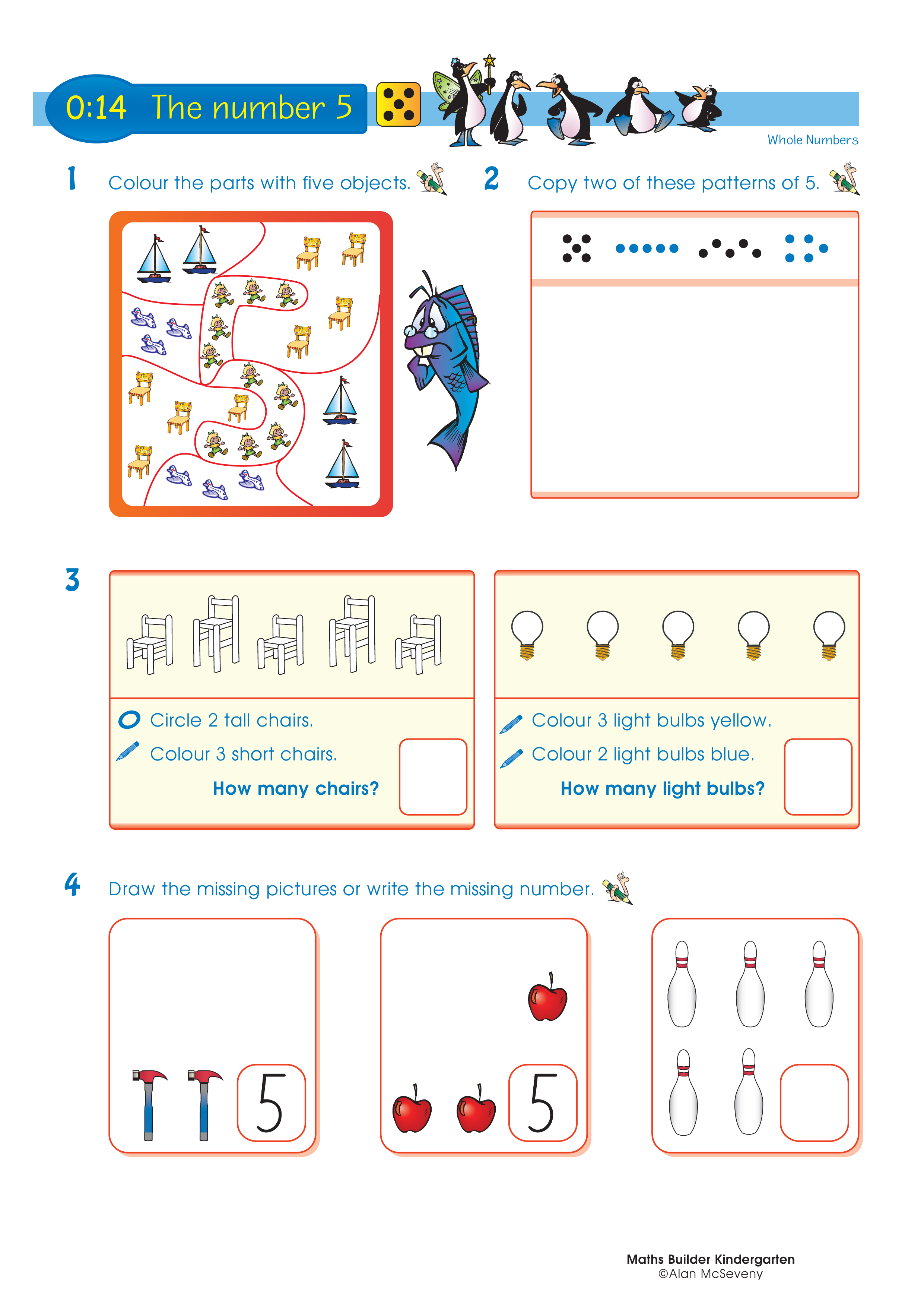 The number 5 — worksheet preview