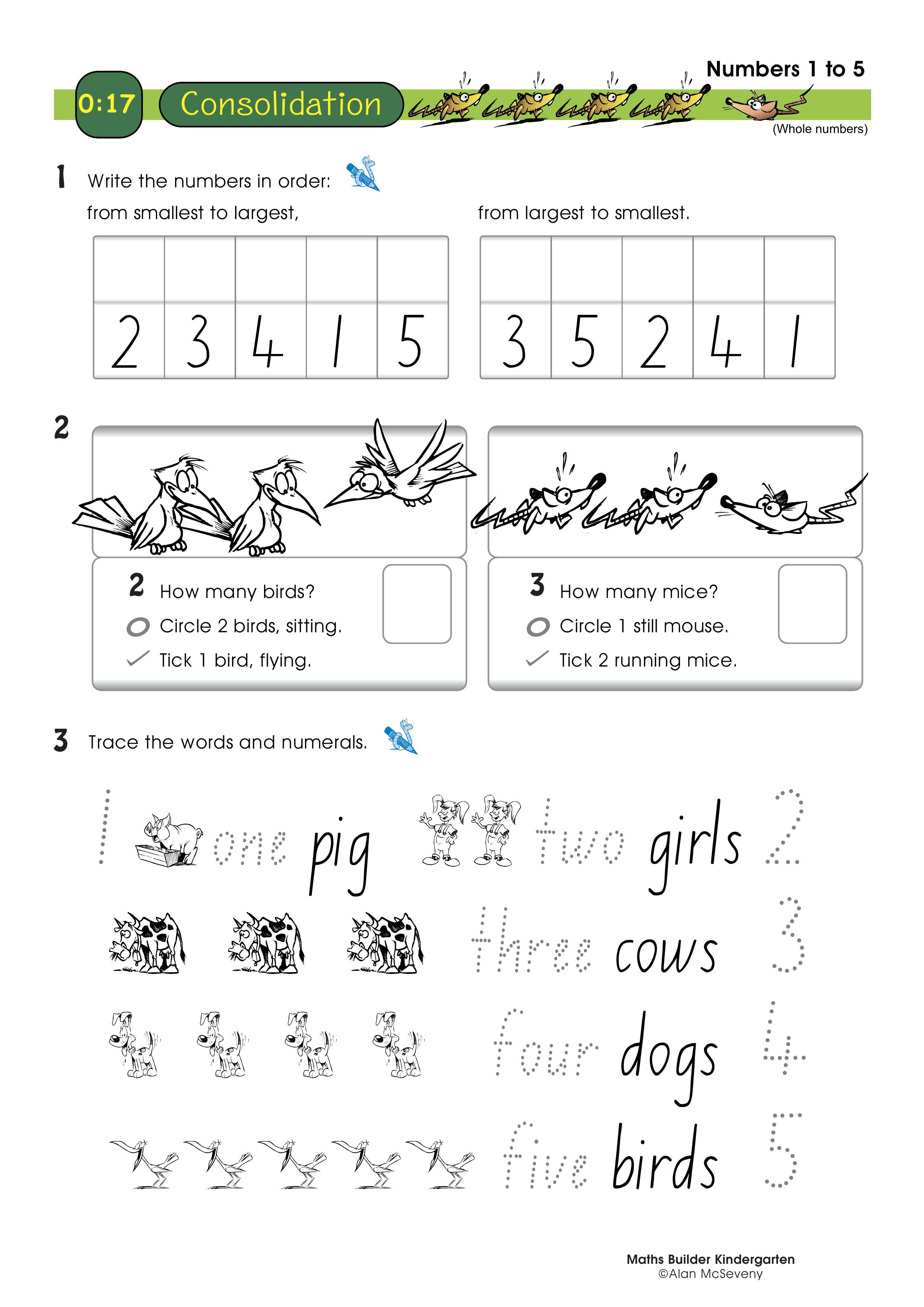 Numbers 1 to 5 — worksheet preview