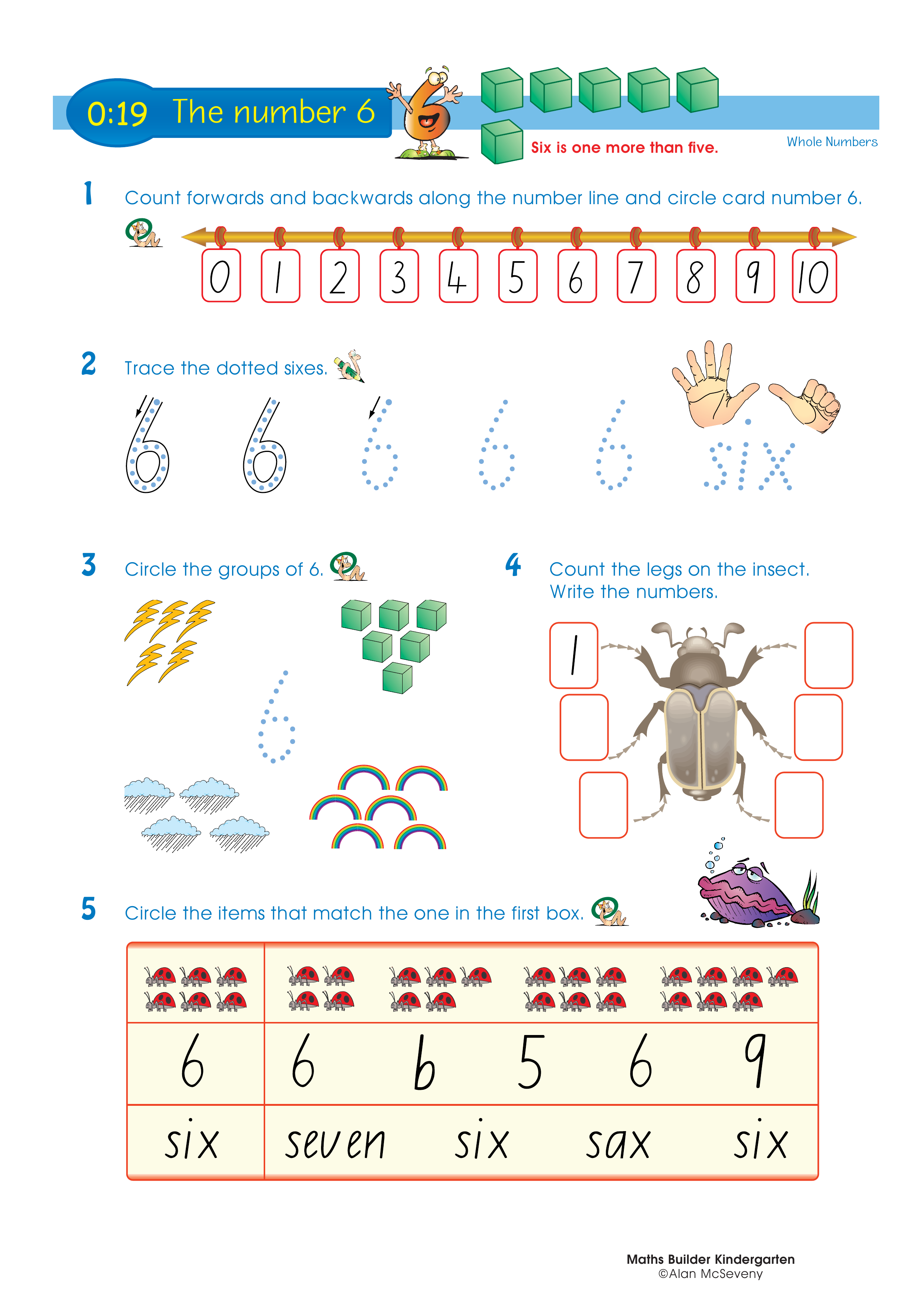 The number 6 — worksheet preview