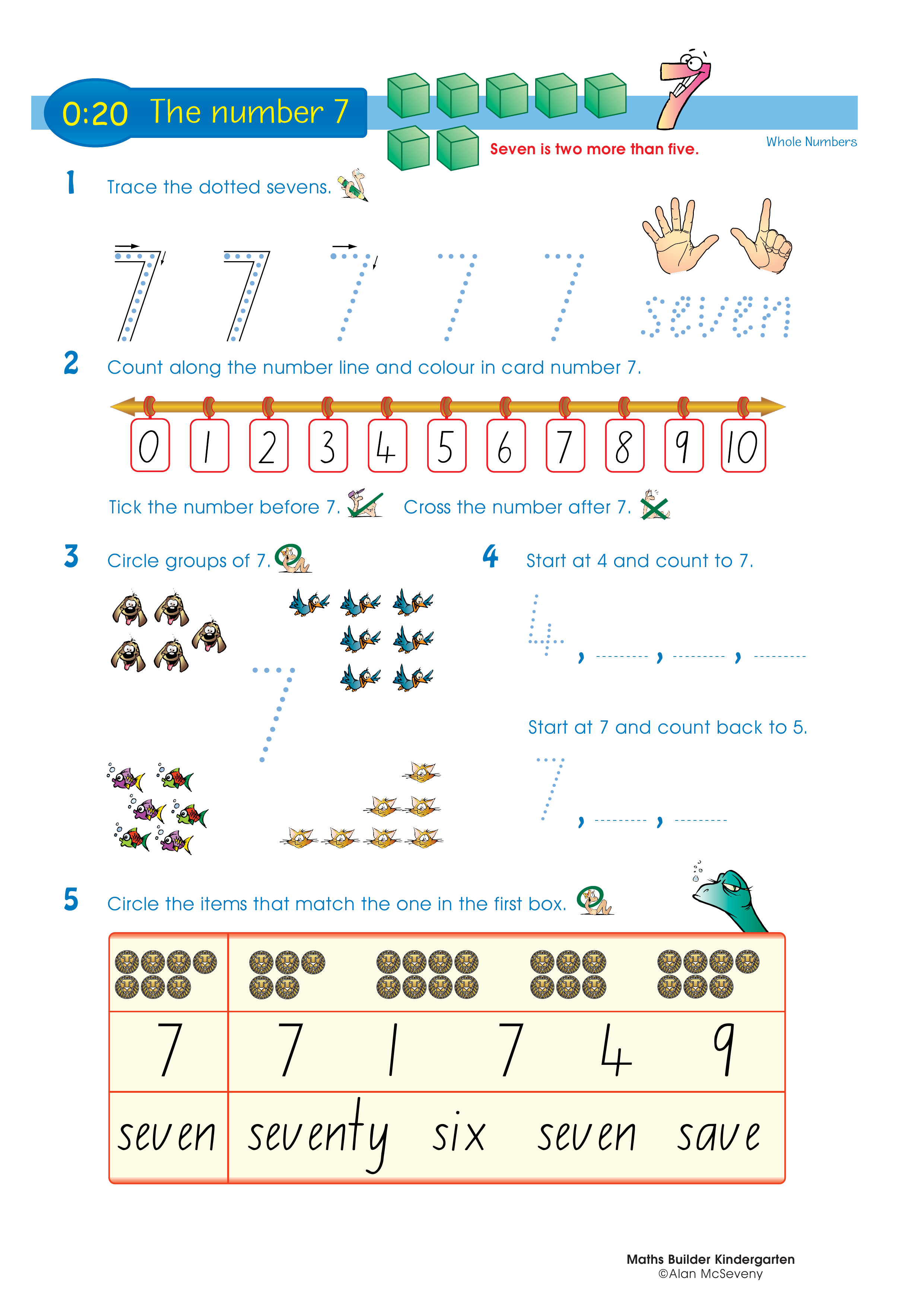 The number 7 — worksheet preview
