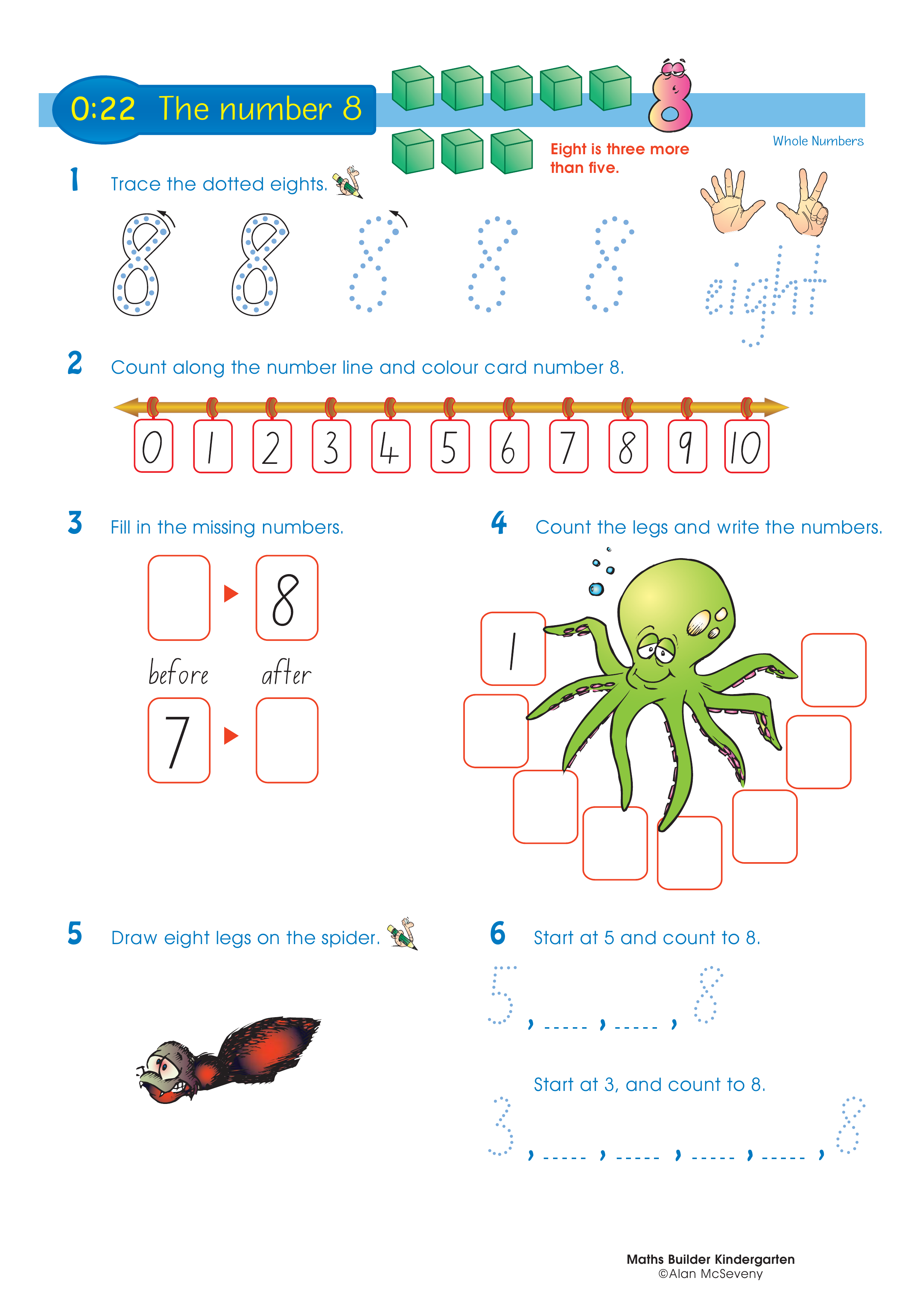 The number 8 — worksheet preview