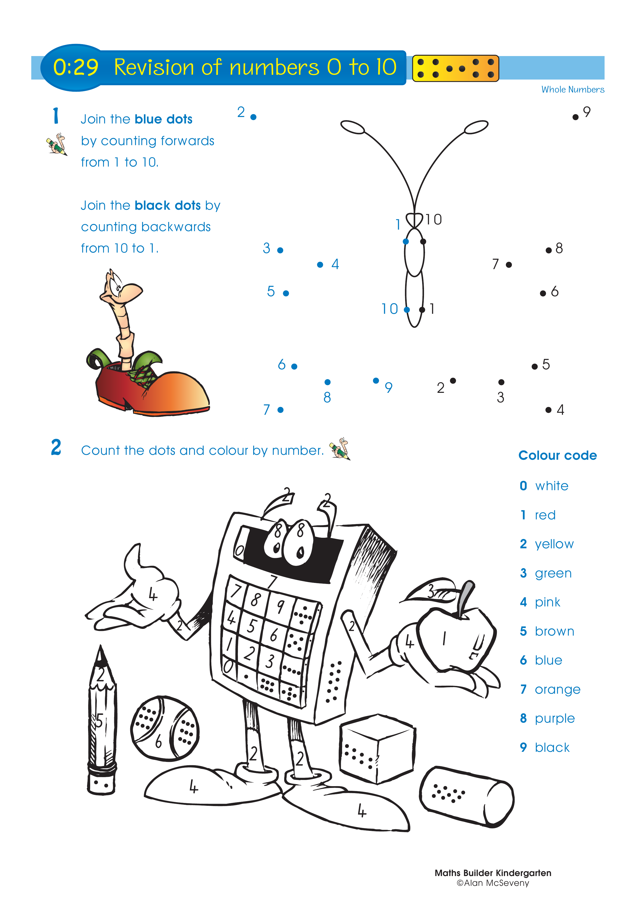 Revision of numbers 0 to 10 — worksheet preview