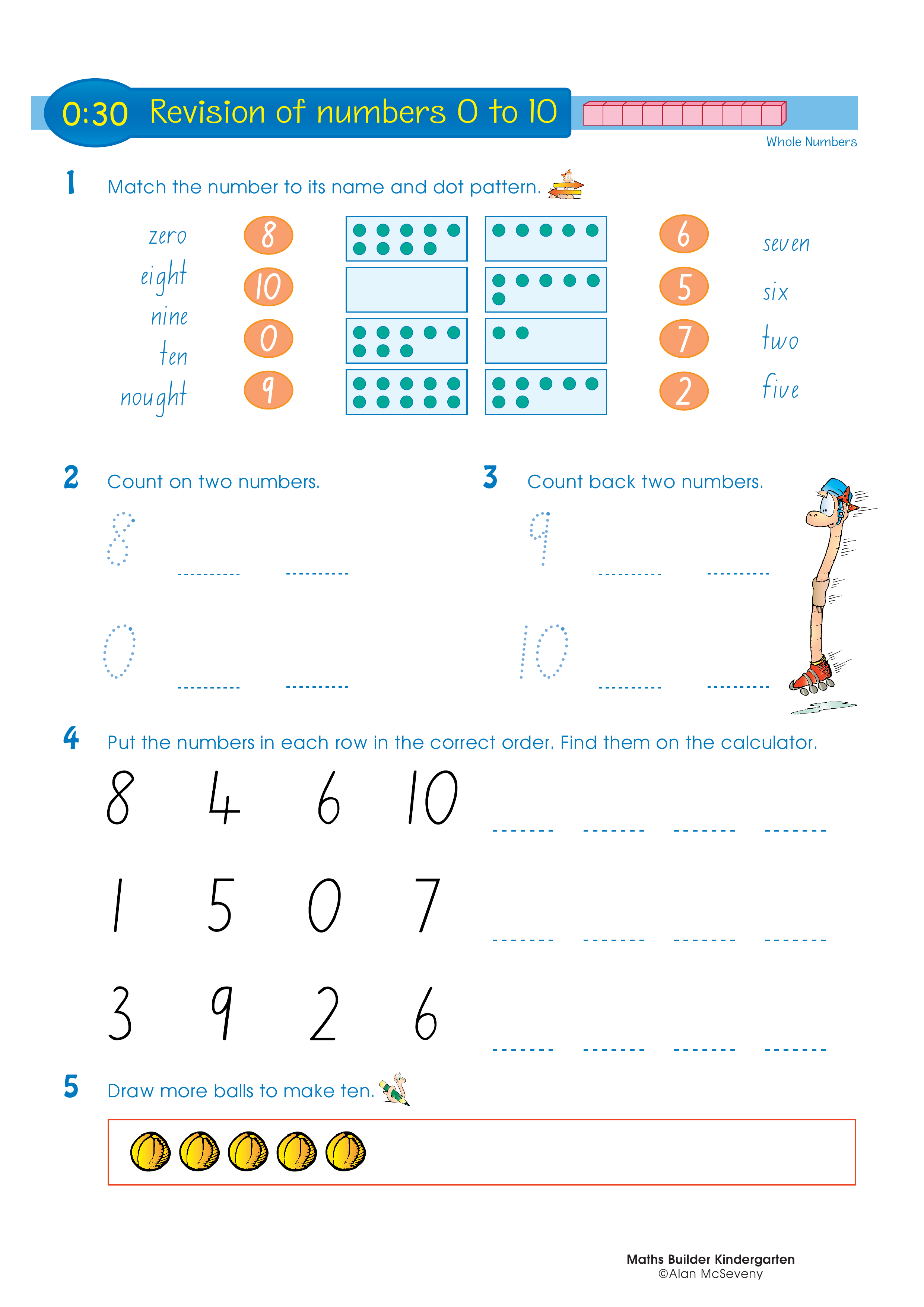 Revision of numbers 0 to 10 — worksheet preview