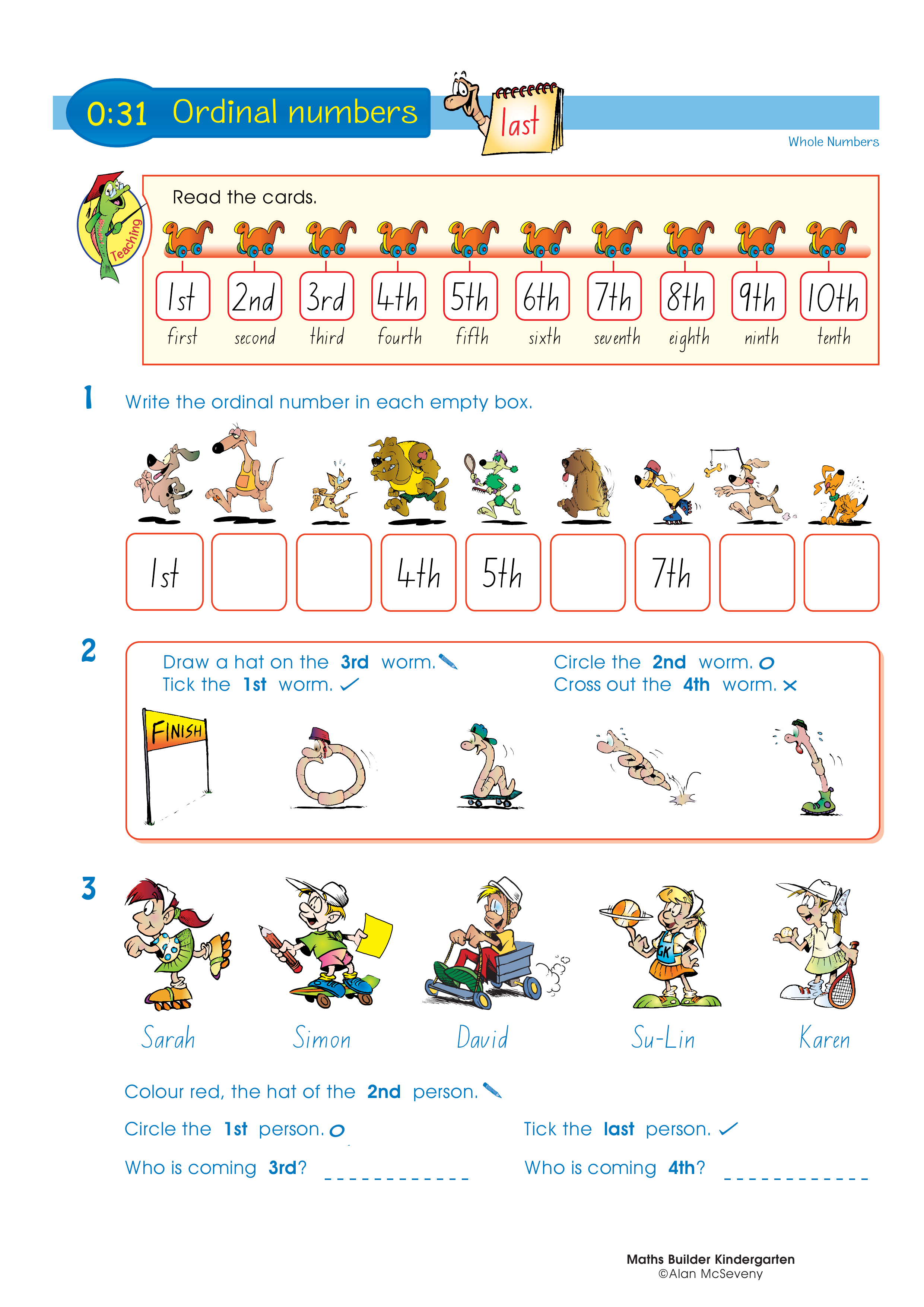 Ordinal numbers — worksheet preview