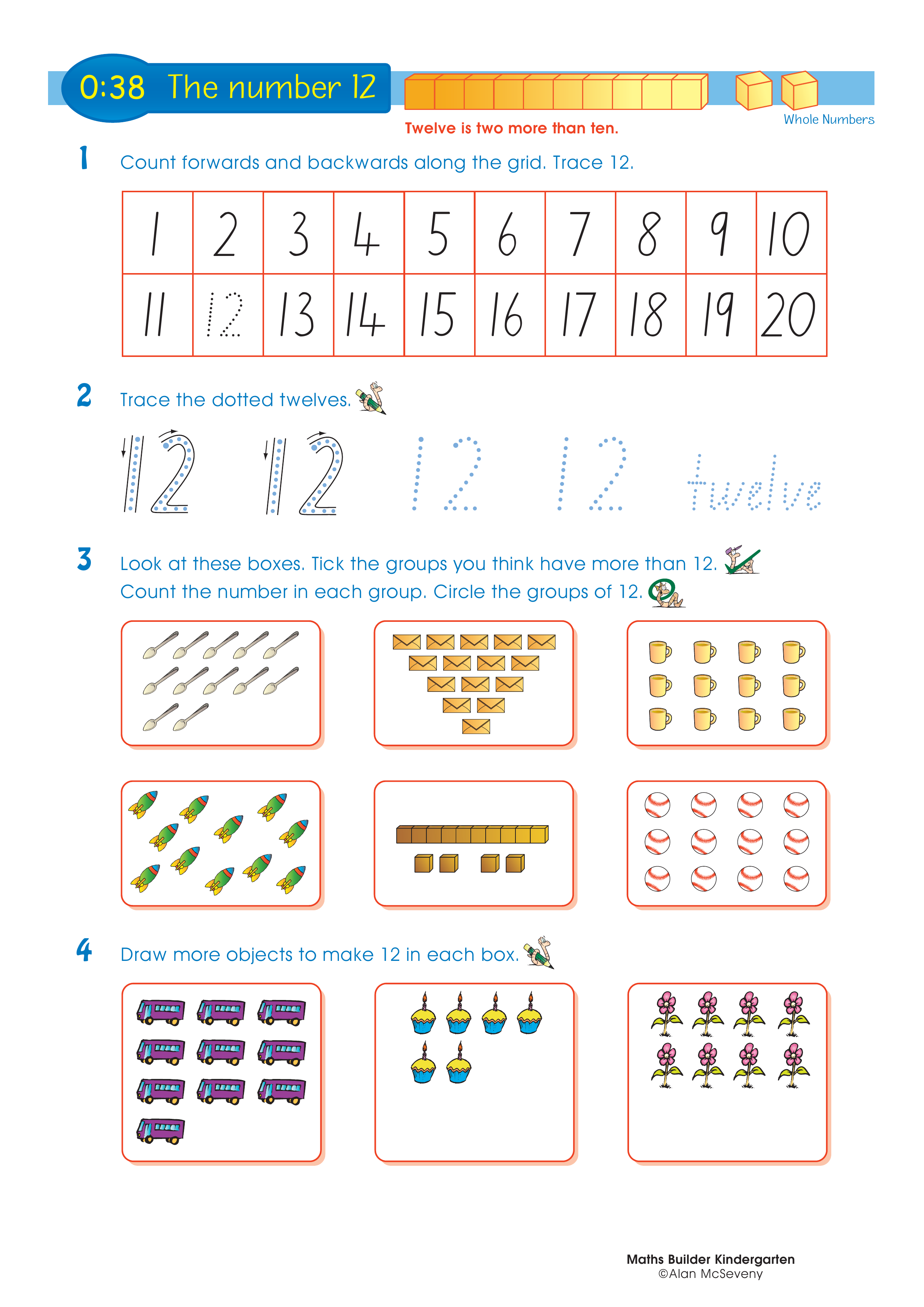 The number 12 — worksheet preview