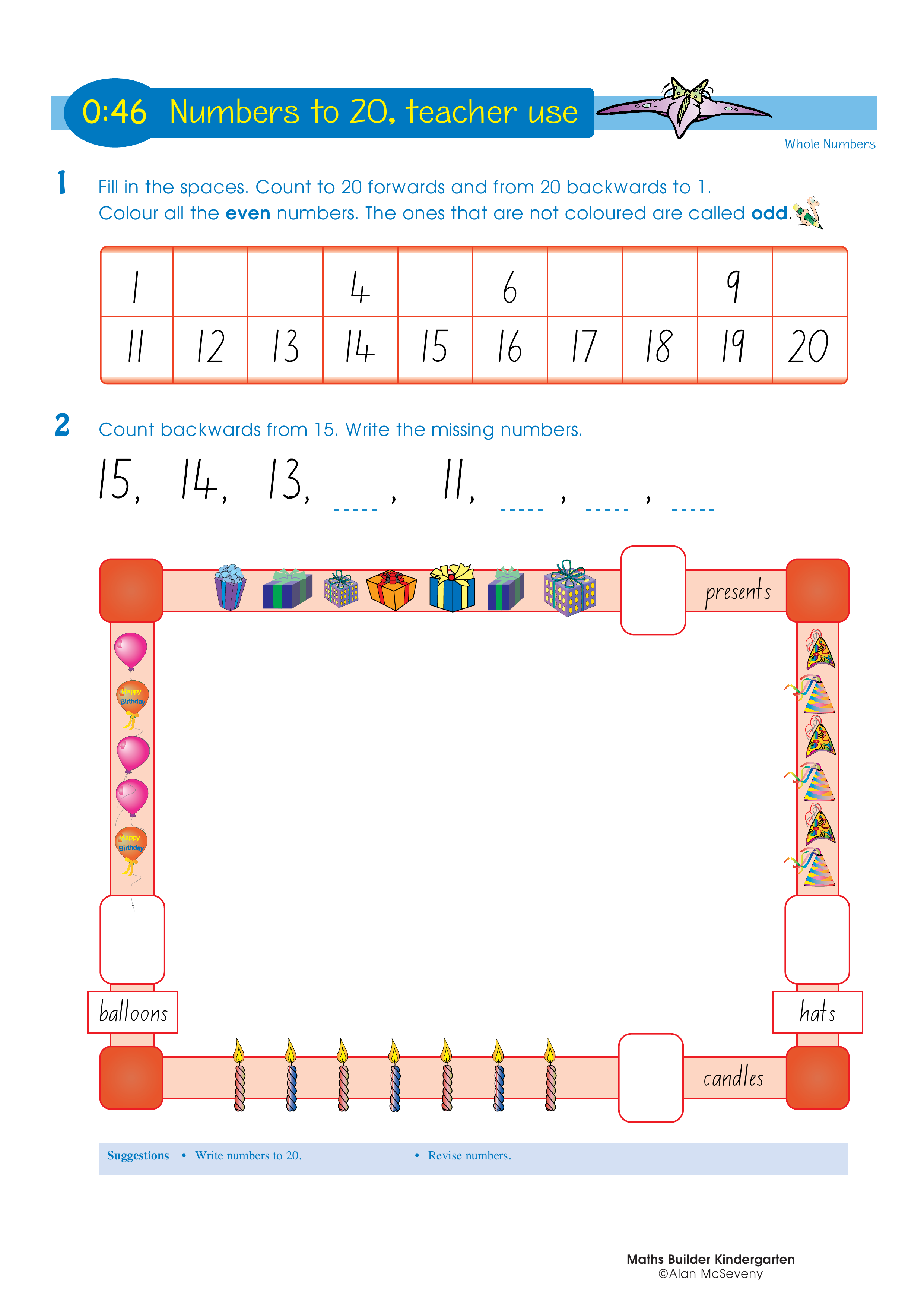 Numbers to 20, teacher use — worksheet preview