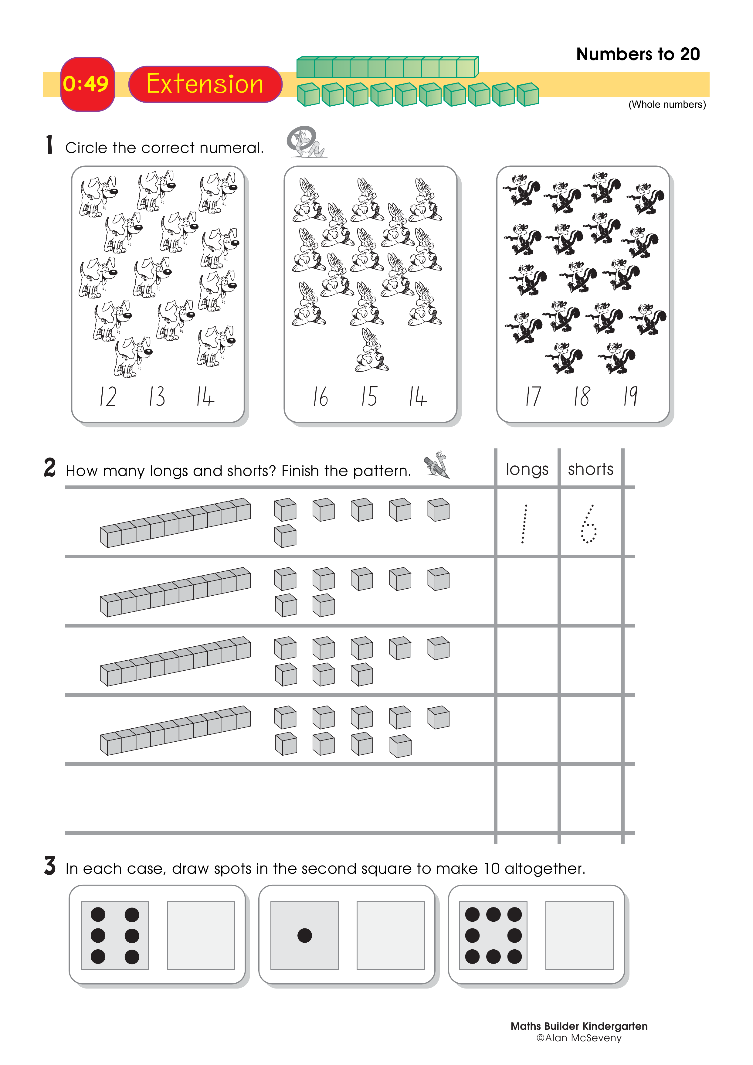 Numbers to 20 — worksheet preview
