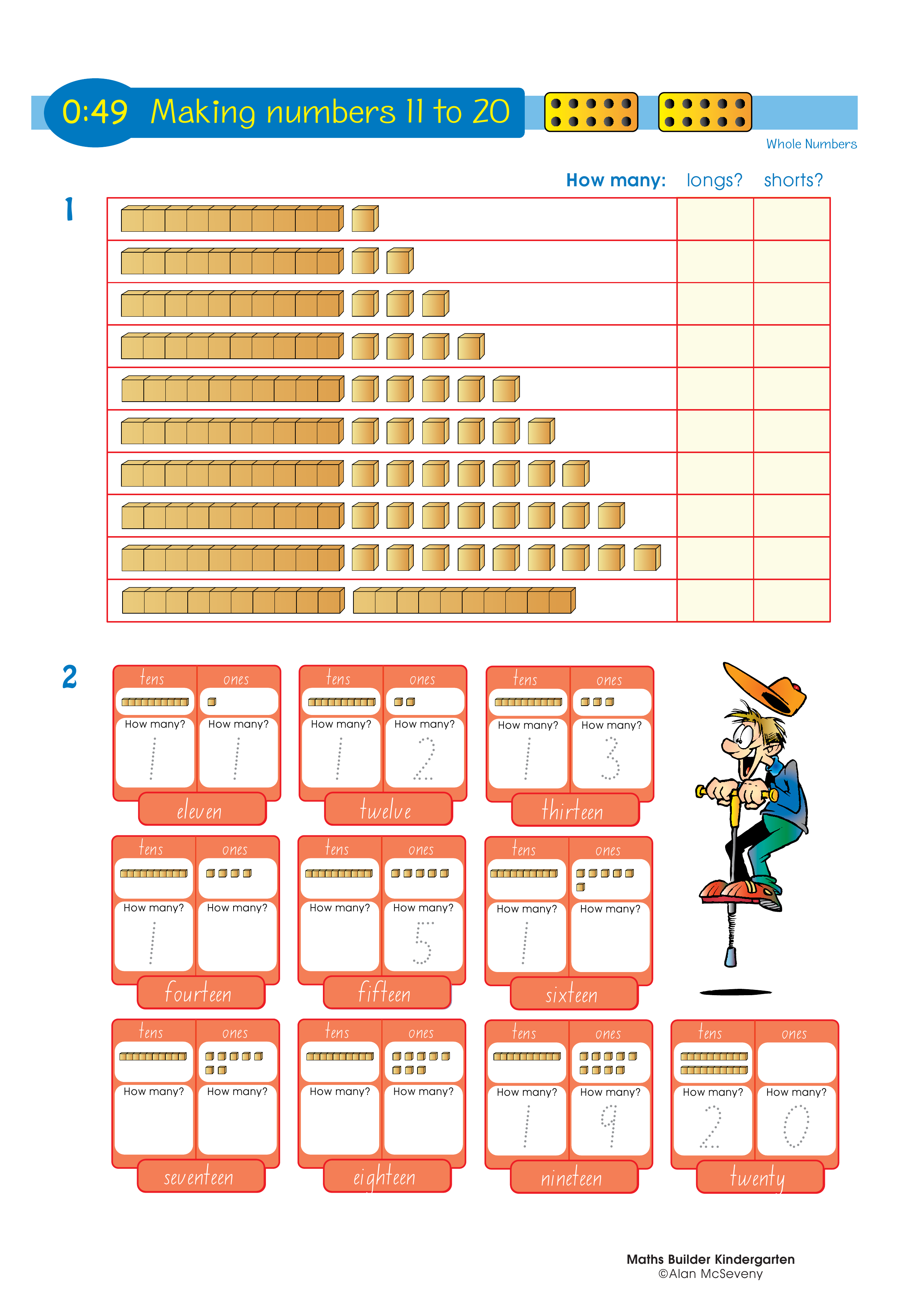 Making numbers 11 to 20 — worksheet preview