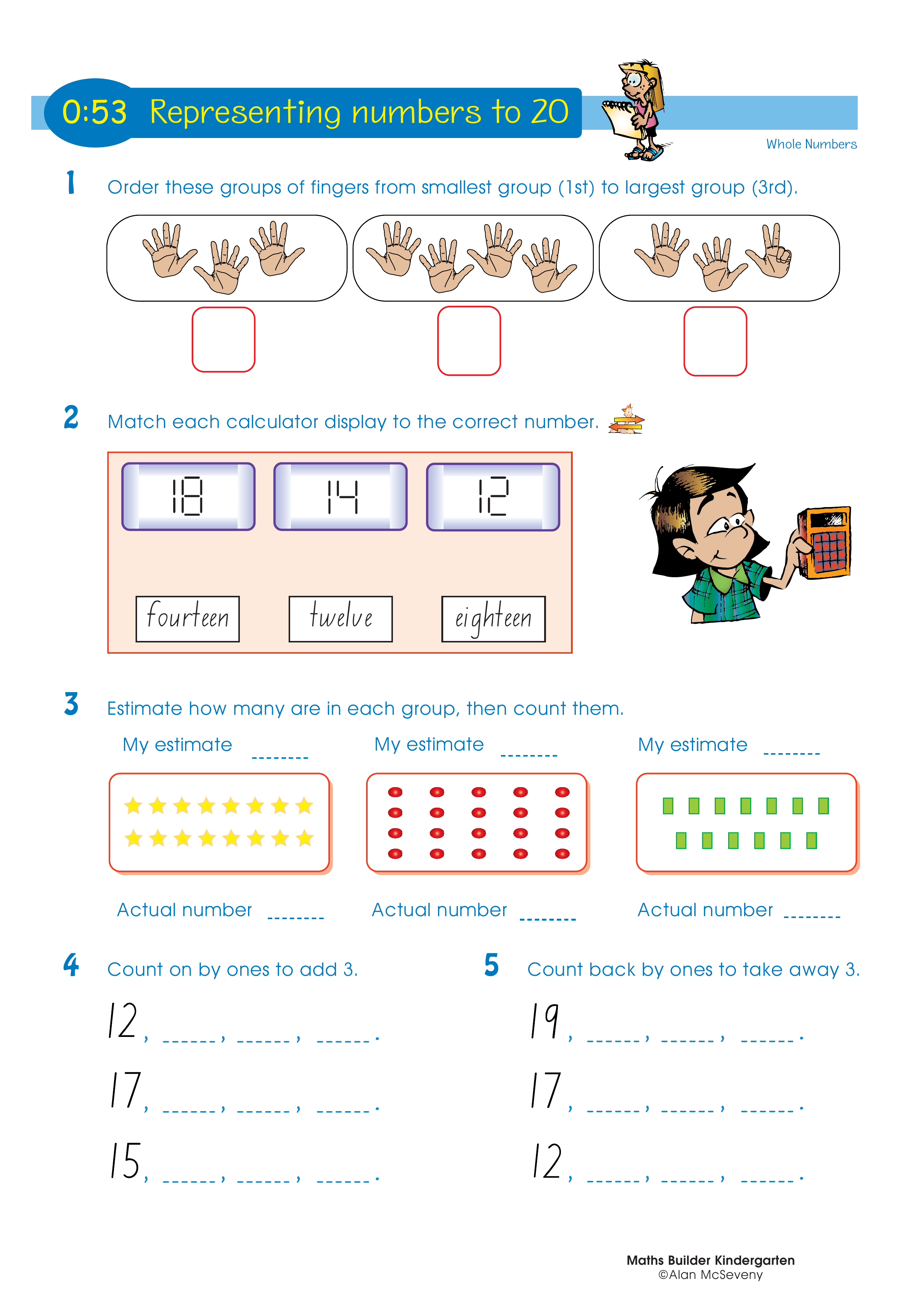 Representing numbers to 20 — worksheet preview