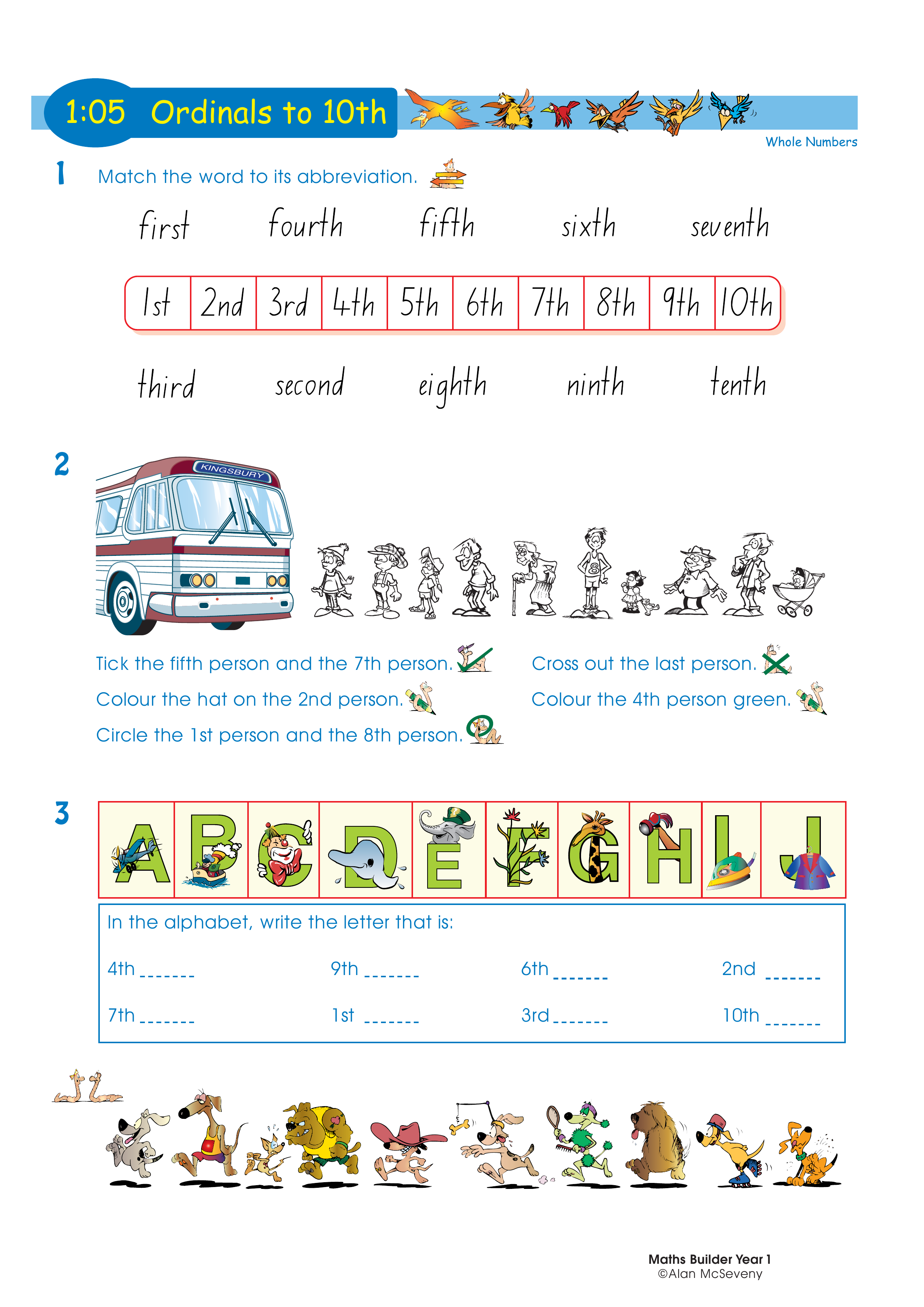 Ordinals to 10th — worksheet preview