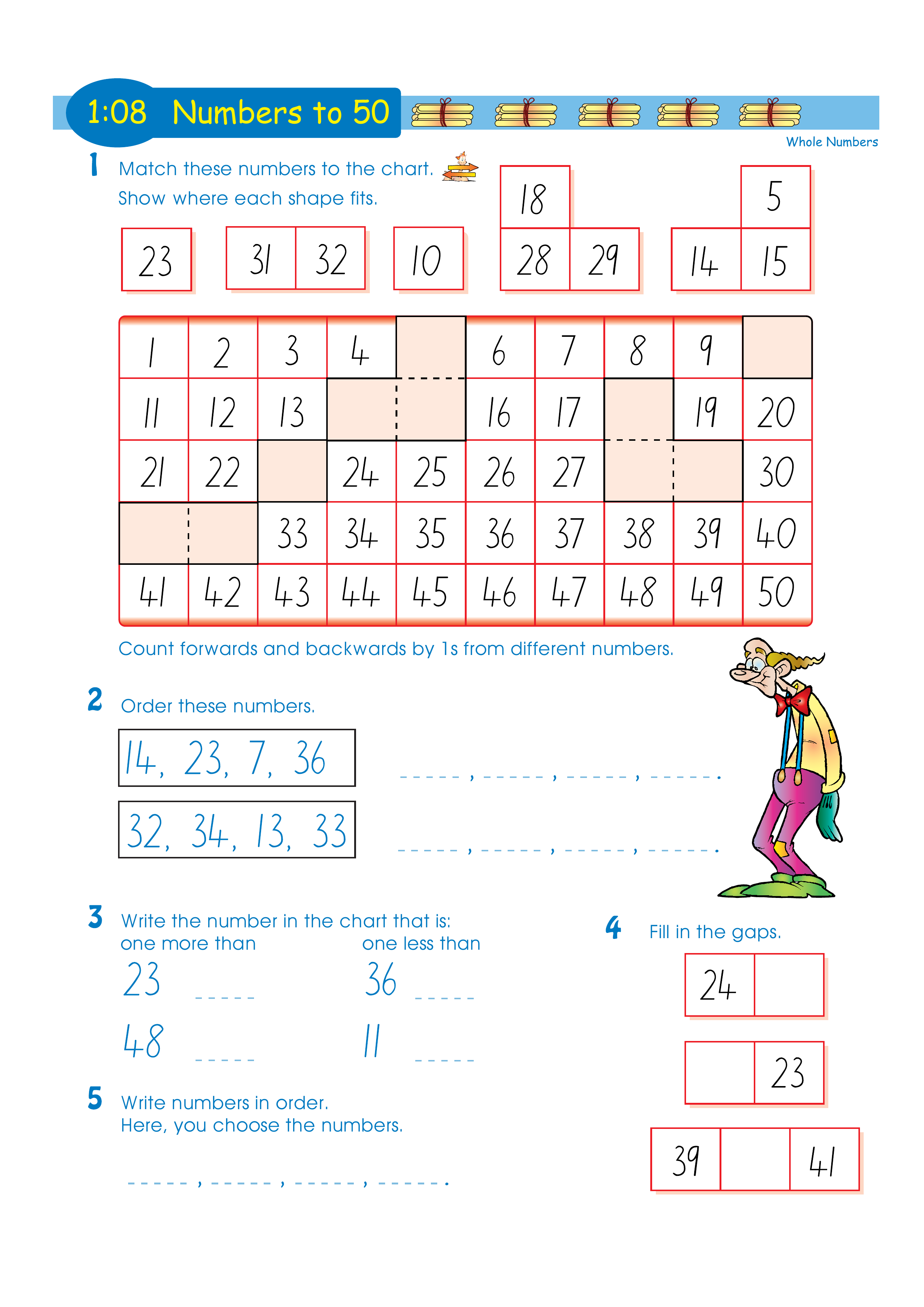 Numbers to 50 — worksheet preview